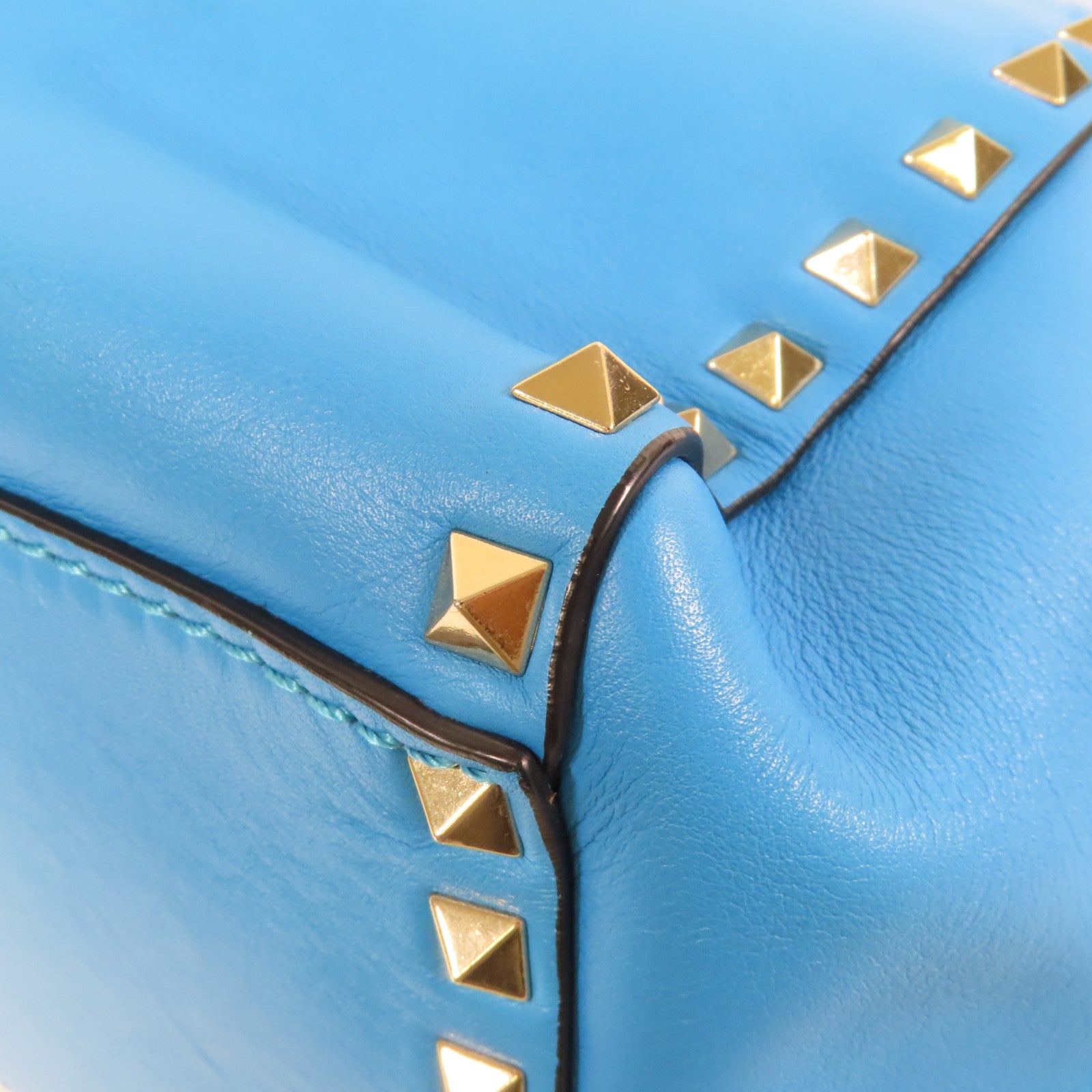 Valentino 【激減優惠】牛皮皮革Shoulder Bag金扣手挽肩背兩用袋藍色