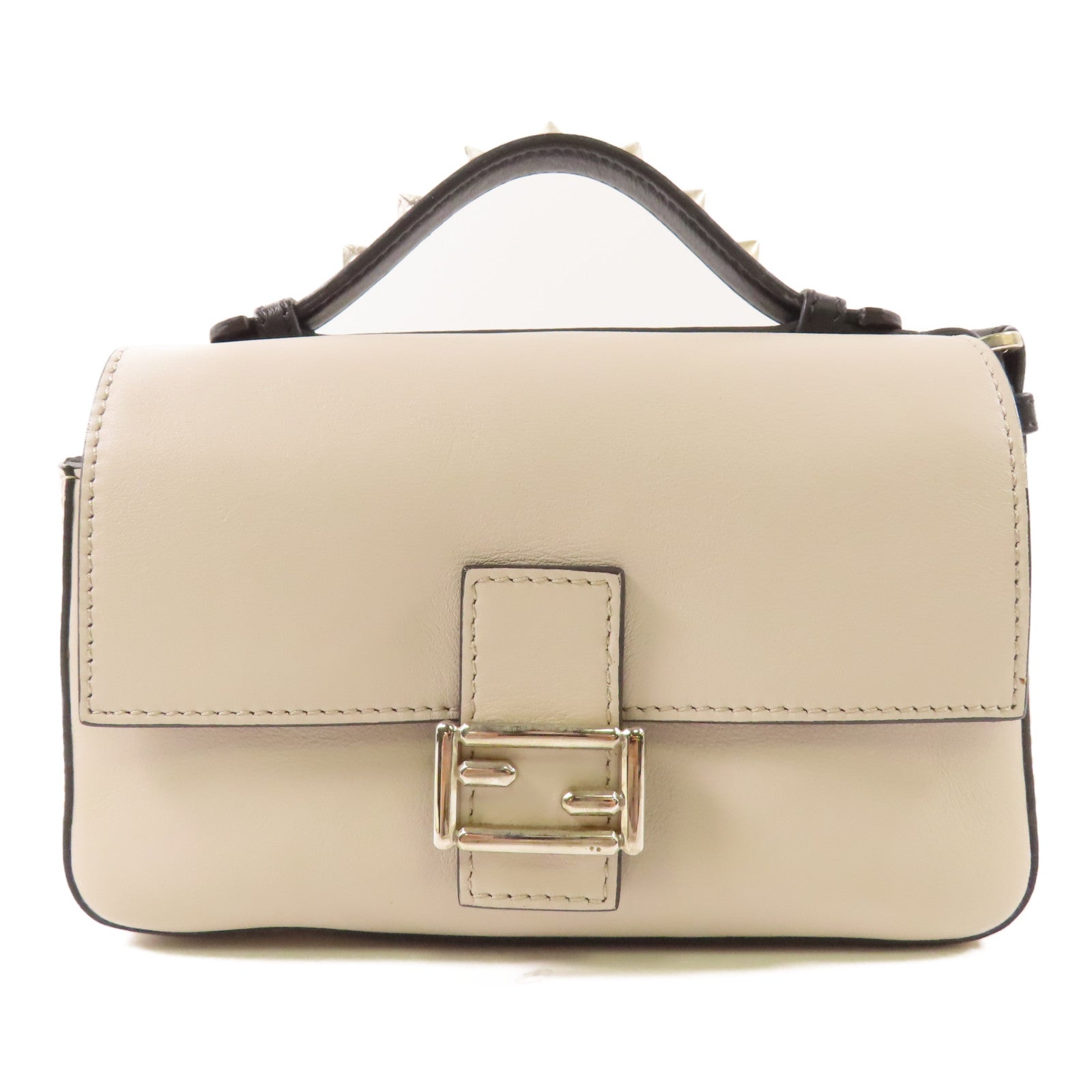 FENDI 【激減優惠】蛇皮皮革/牛皮皮革Double Baguette Micro銀扣手挽肩背兩用袋