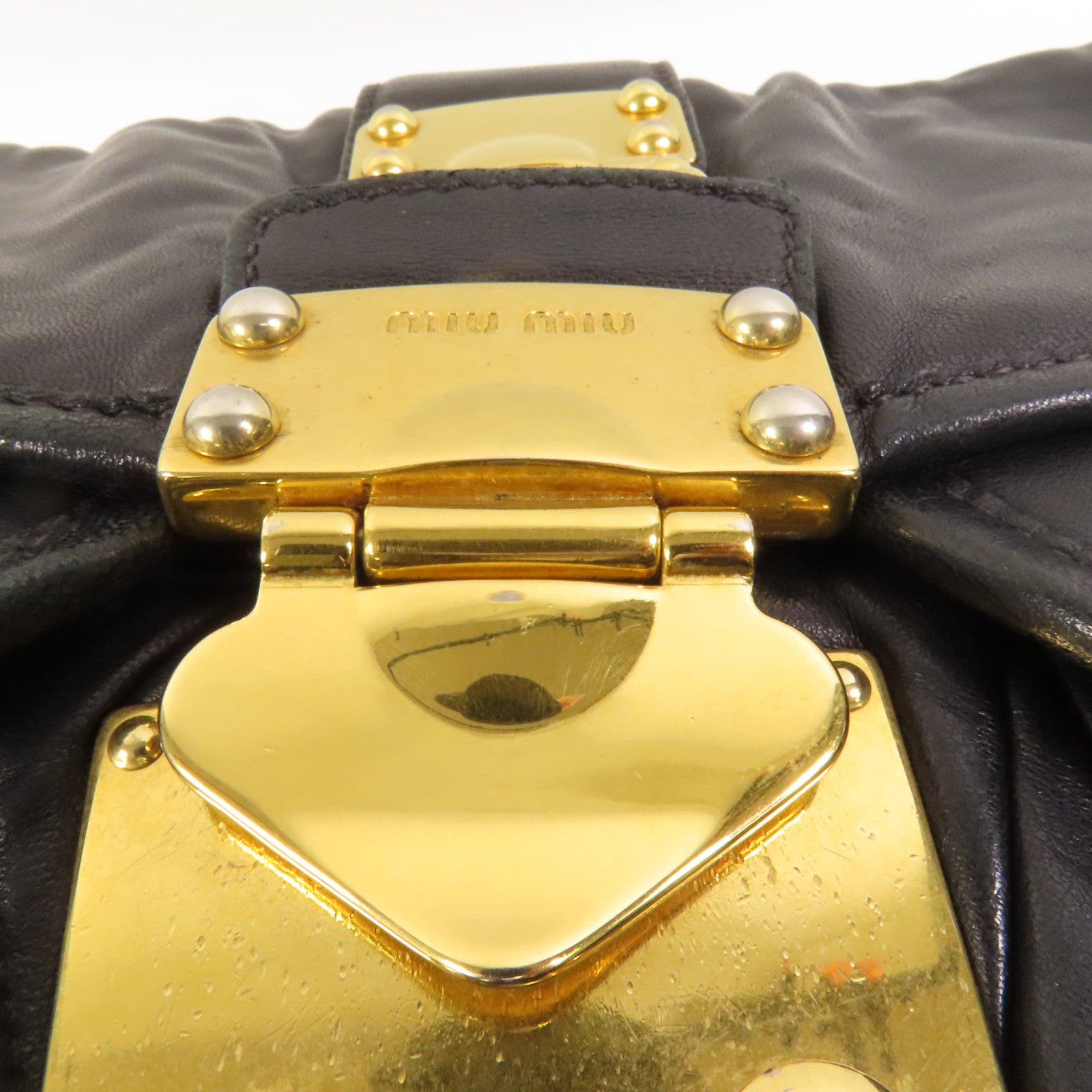 Miu Miu 羊皮皮革2 Way Shoulder金扣手挽肩背兩用袋