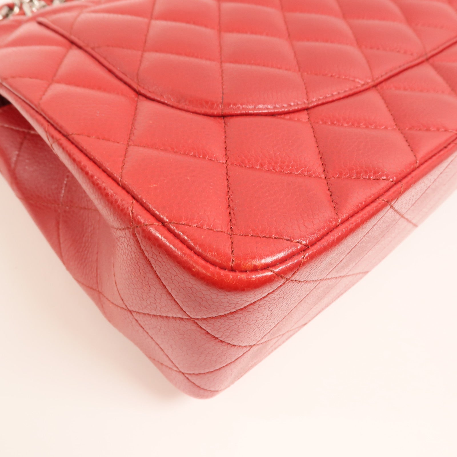 CHANEL 牛皮皮革Large Classic銀扣鏈帶肩背袋