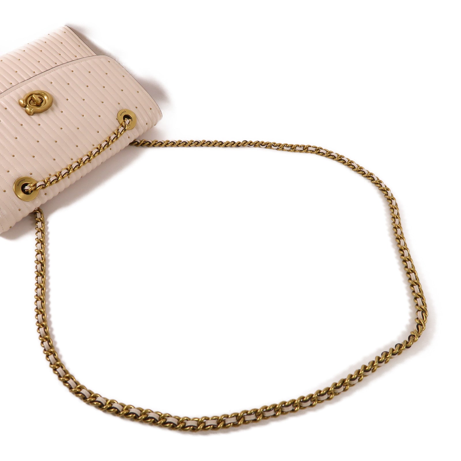 COACH 羊皮皮革Chain Shoulder Bag金扣鏈帶肩背袋