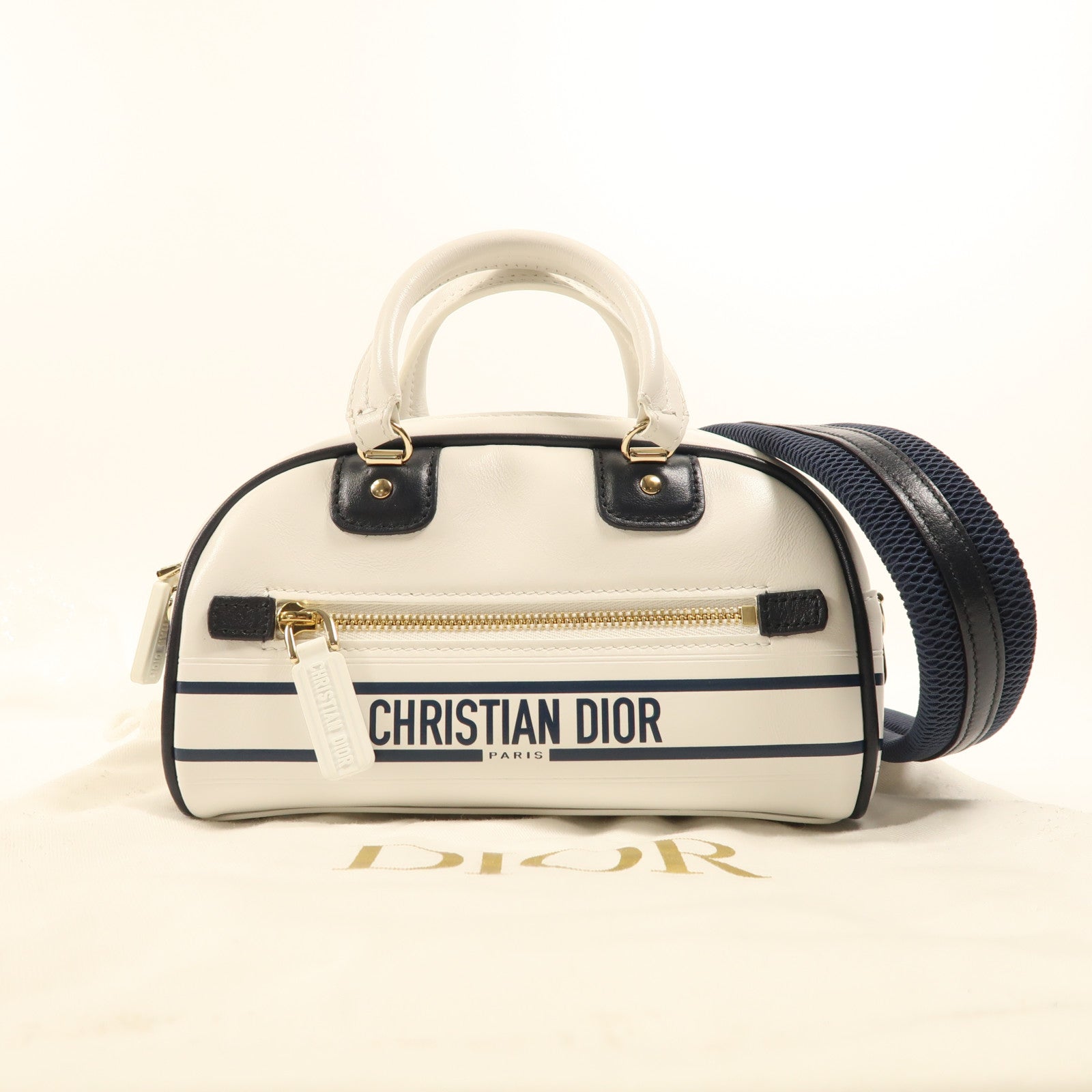 Dior 牛皮皮革Vibe Bowling Small金扣手挽肩背兩用袋