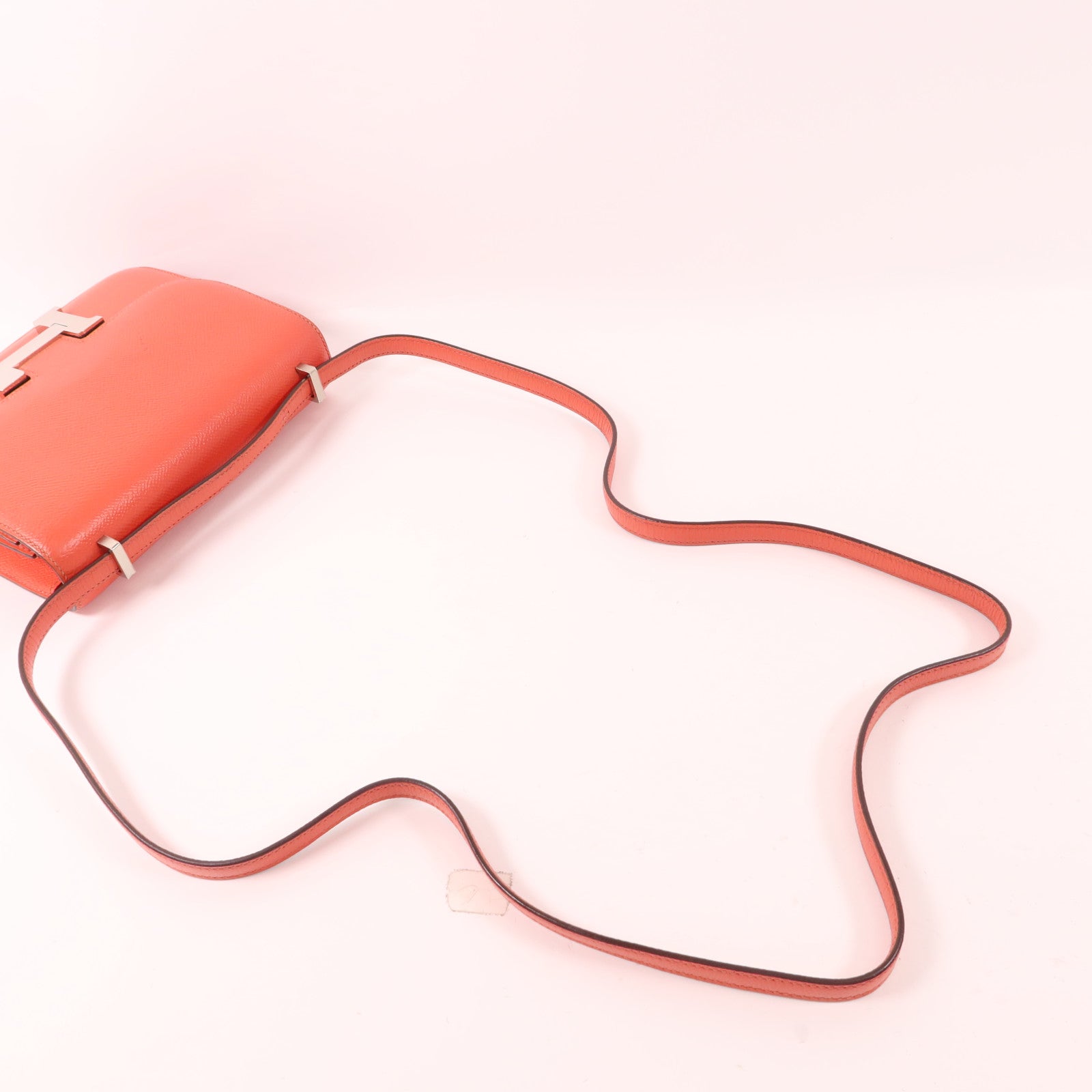 HERMES Epsom皮革Constance Mini銀扣肩背袋Rose Jaipur