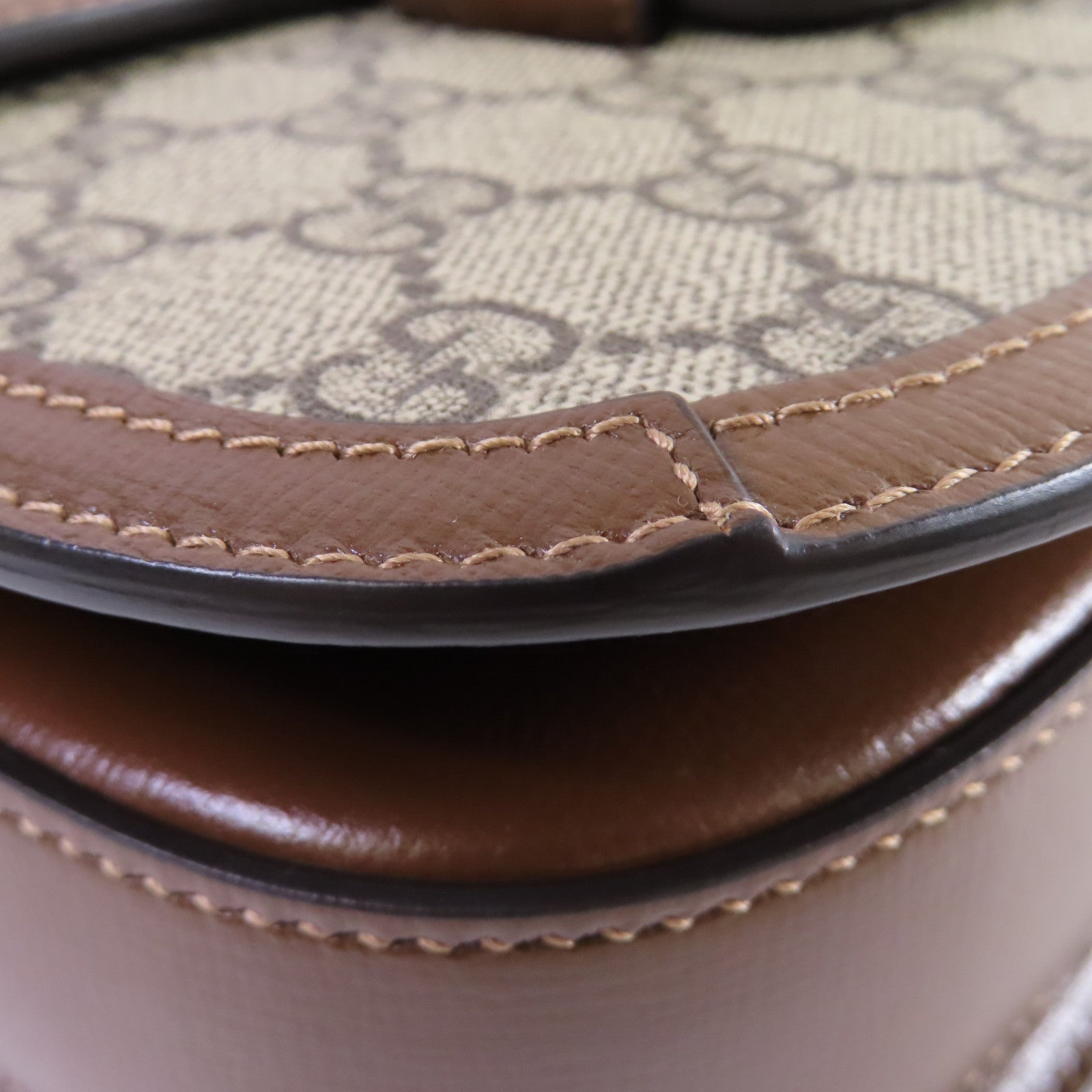 GUCCI 塗層帆布Horsebit 1955 Shoulder Bag金扣肩背袋啡色