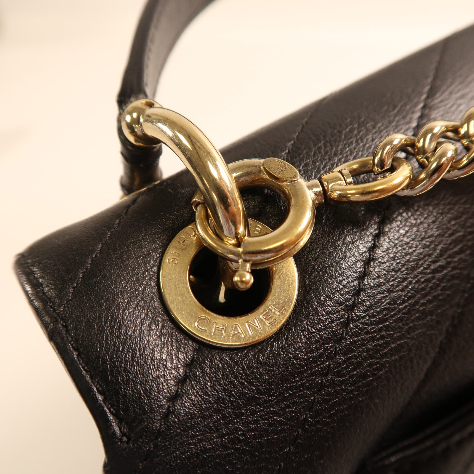 CHANEL 【激減優惠】皮革2 Way Shoulder金扣手挽肩背兩用袋