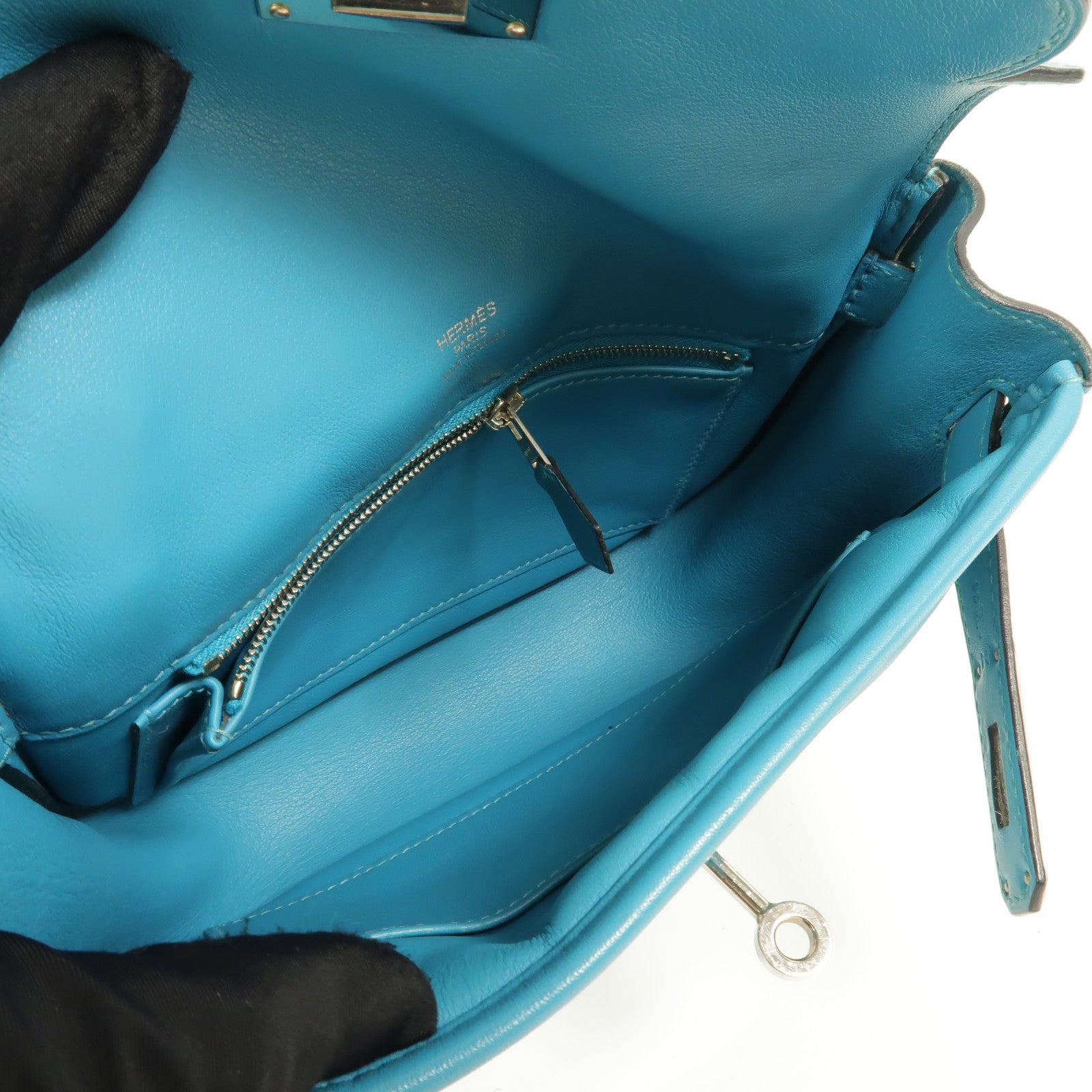 HERMES Swift皮革Berline Mini肩背袋Blue Paon