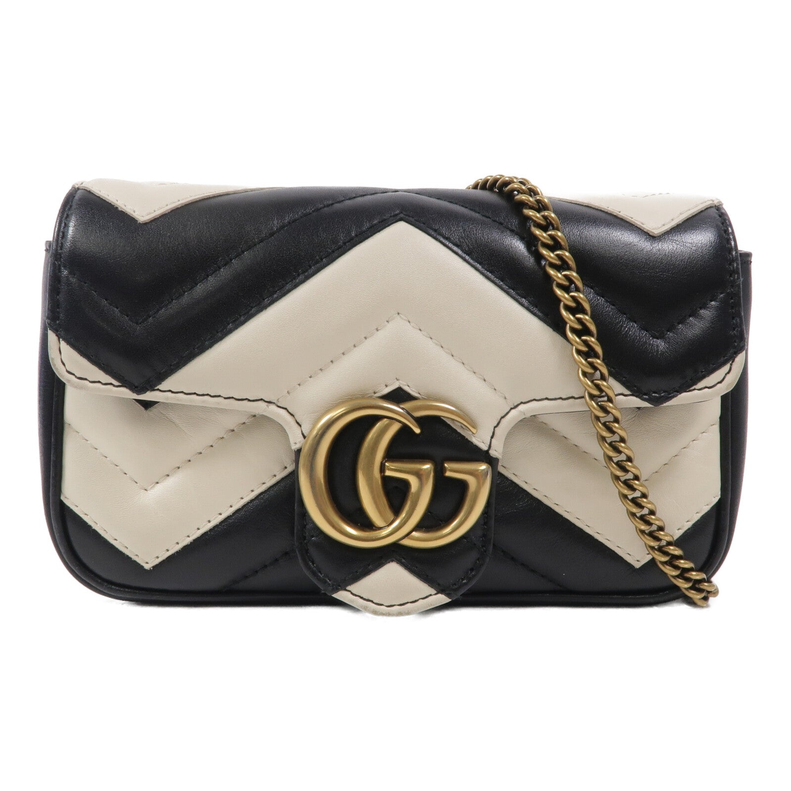 GUCCI 牛皮皮革GG Marmont Super Mini鏈帶肩背袋
