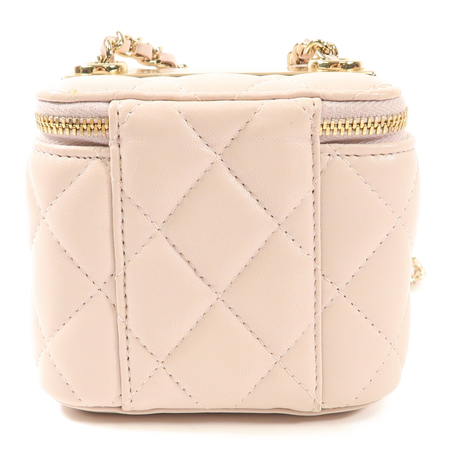 CHANEL CC GHW Mini Vanity Chain Shoulder Bag Calfskin Leather Pink