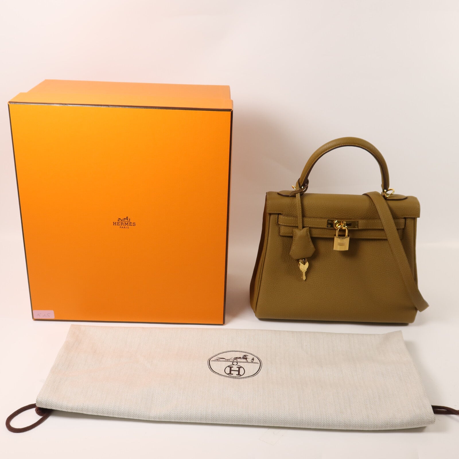 HERMES Togo皮革Kelly 25手挽肩背兩用袋Bronze Dore