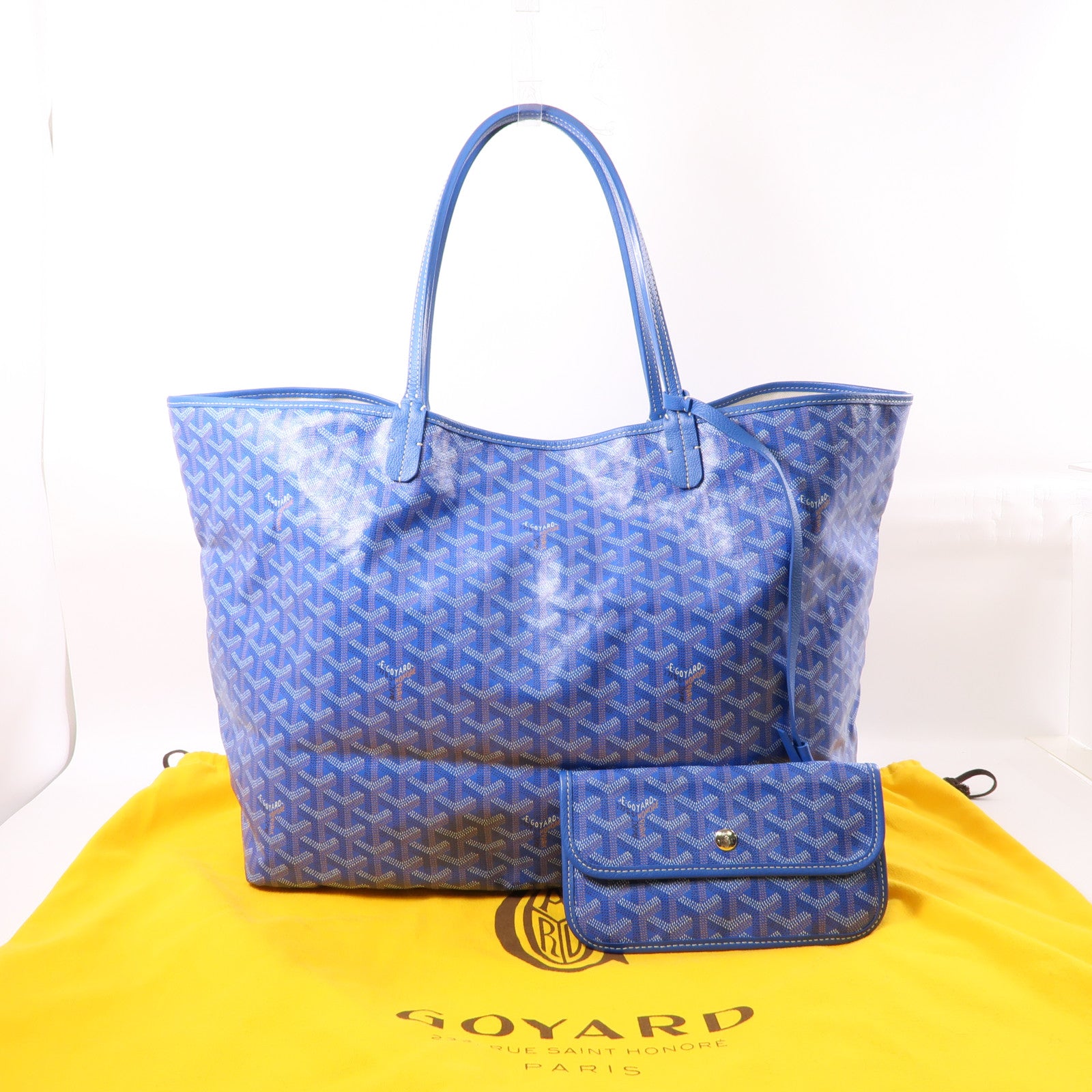 GOYARD PVC Saint Louis GM銀扣手挽袋藍色