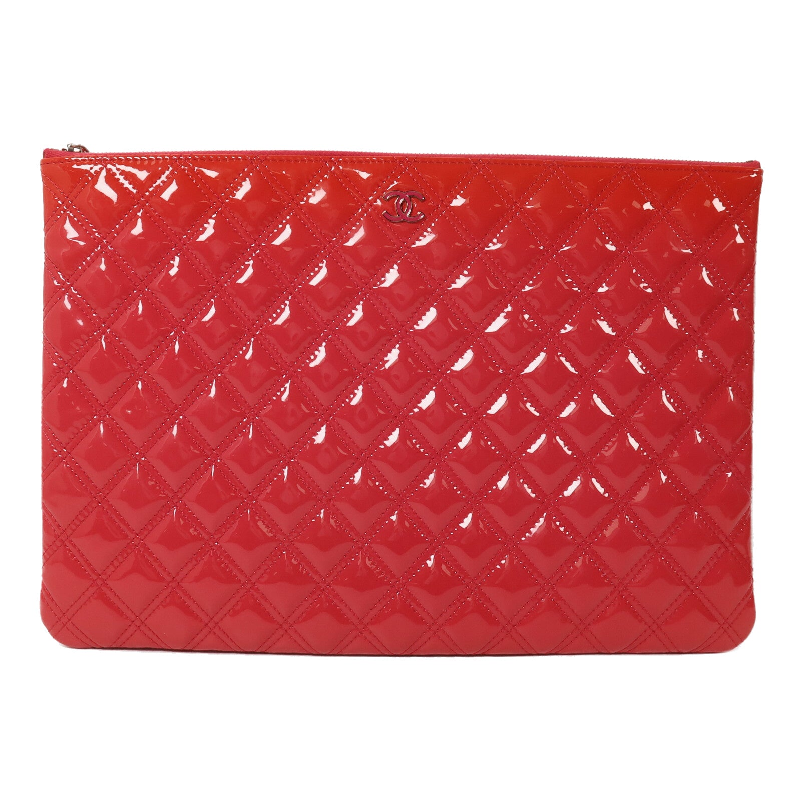 CHANEL 漆皮皮革Matelasse O-Case Clutch手拿包