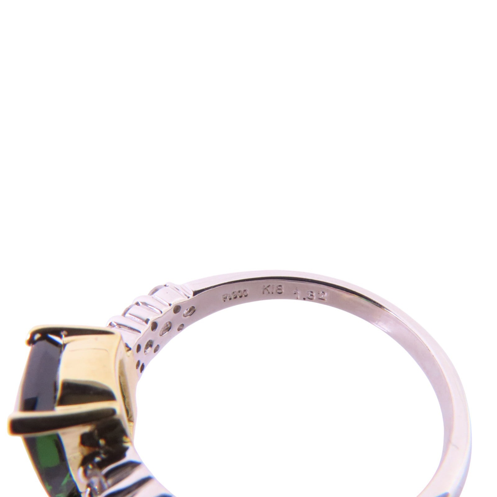JEWELRY PT900鉑金/18K黃金/碧璽石/鑽石Tourmaline  Diamond Ring戒指US#6