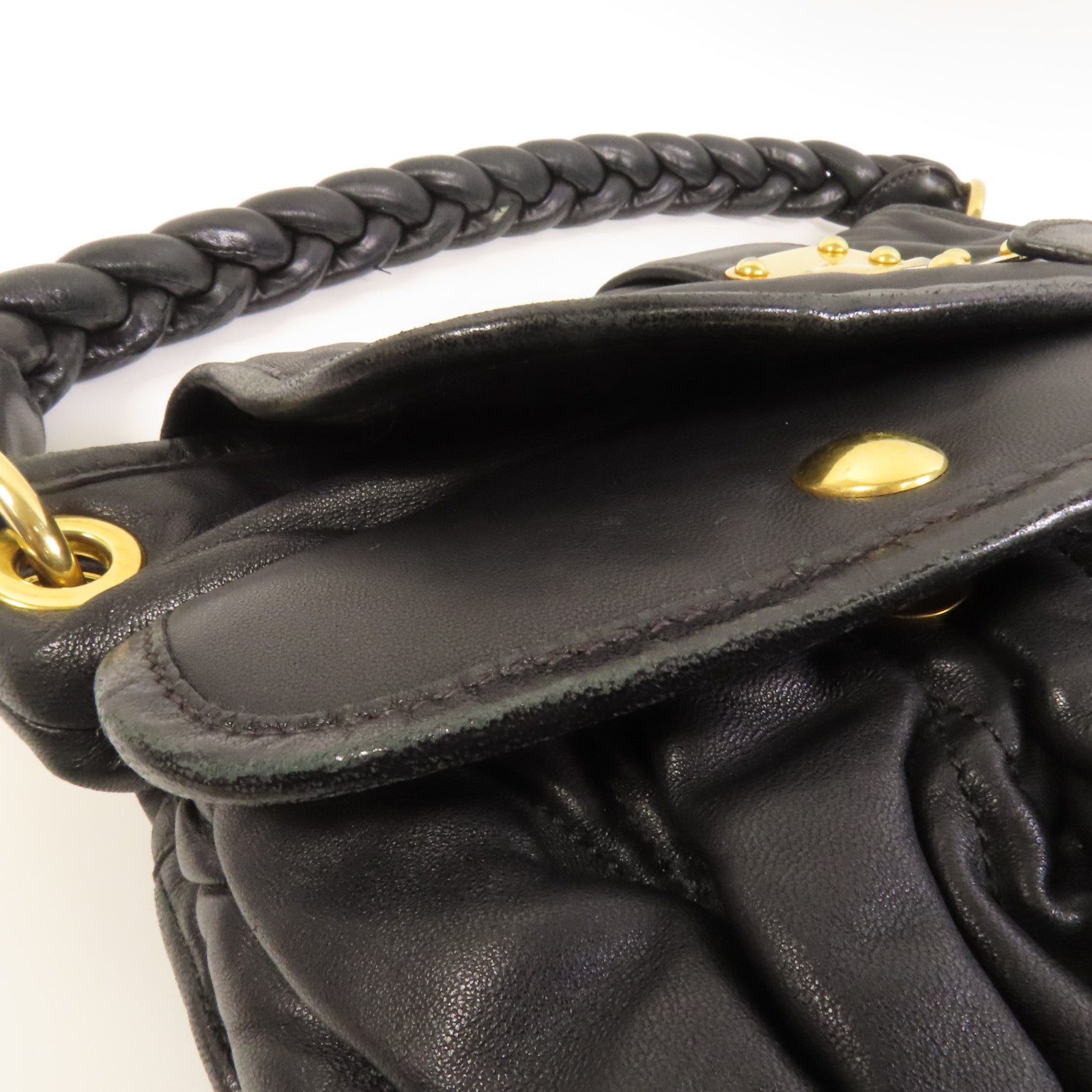 Miu Miu 羊皮皮革2 Way Shoulder金扣手挽肩背兩用袋
