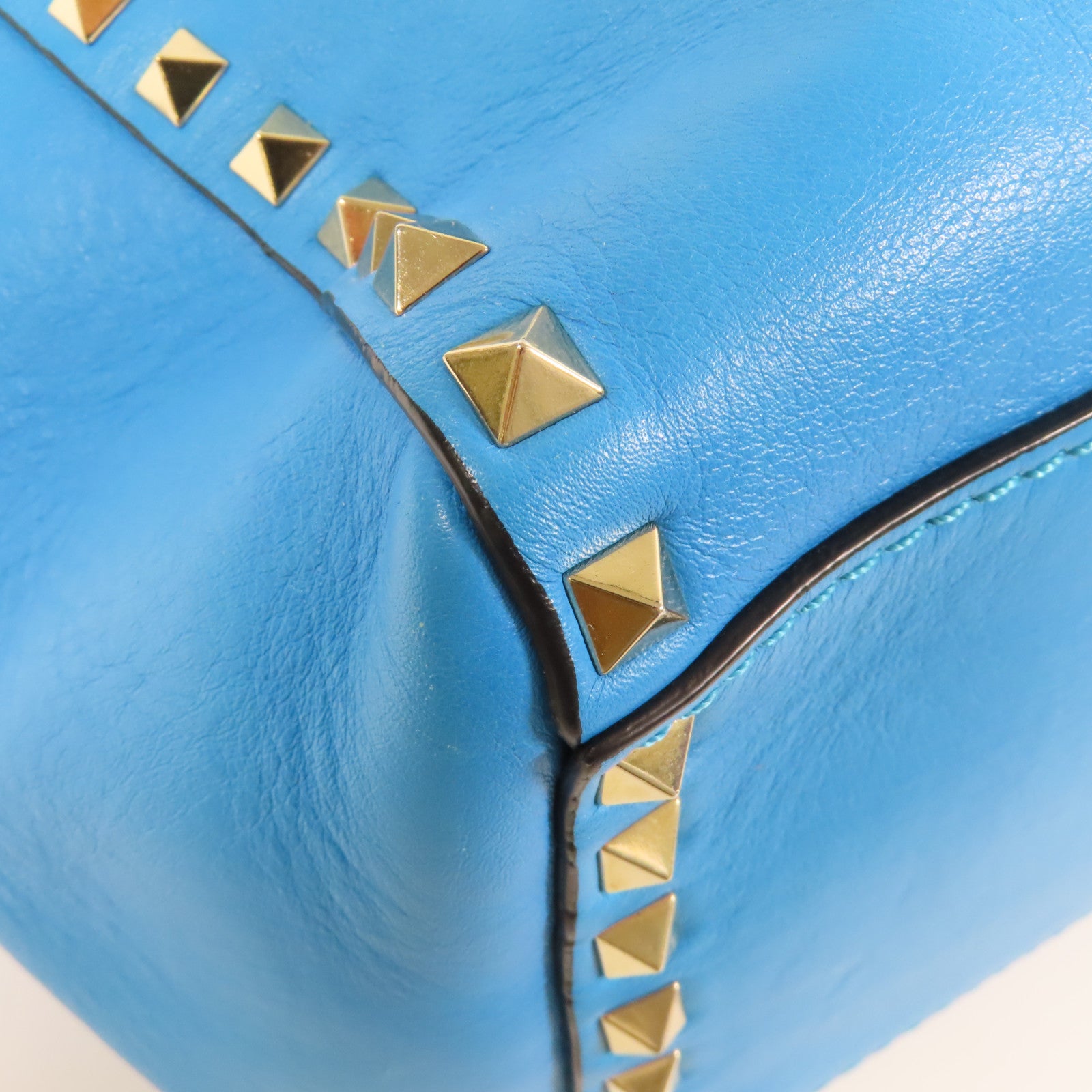 Valentino 【激減優惠】牛皮皮革Shoulder Bag金扣手挽肩背兩用袋藍色