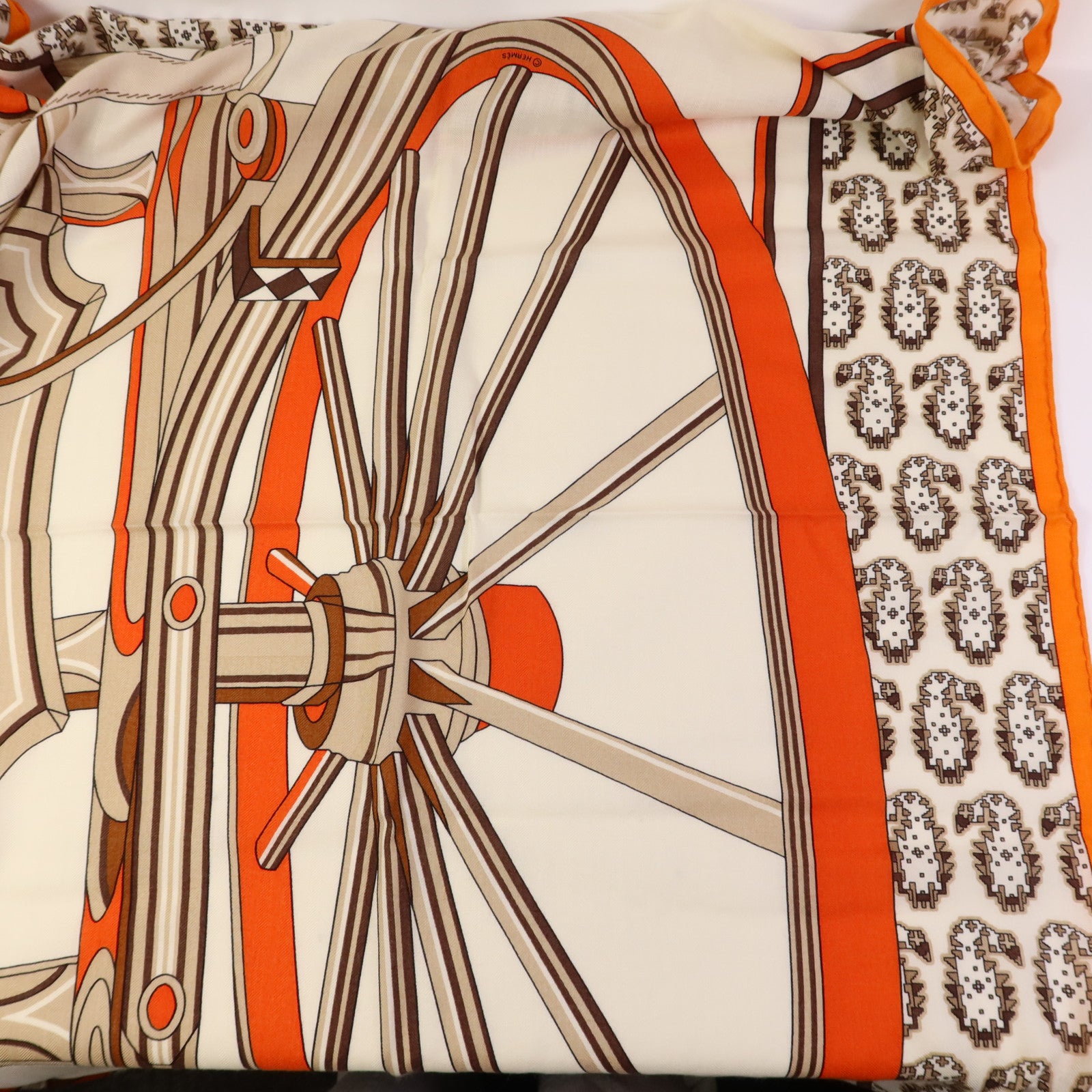 HERMES 羊絨/絲質Scarf 140X140絲巾