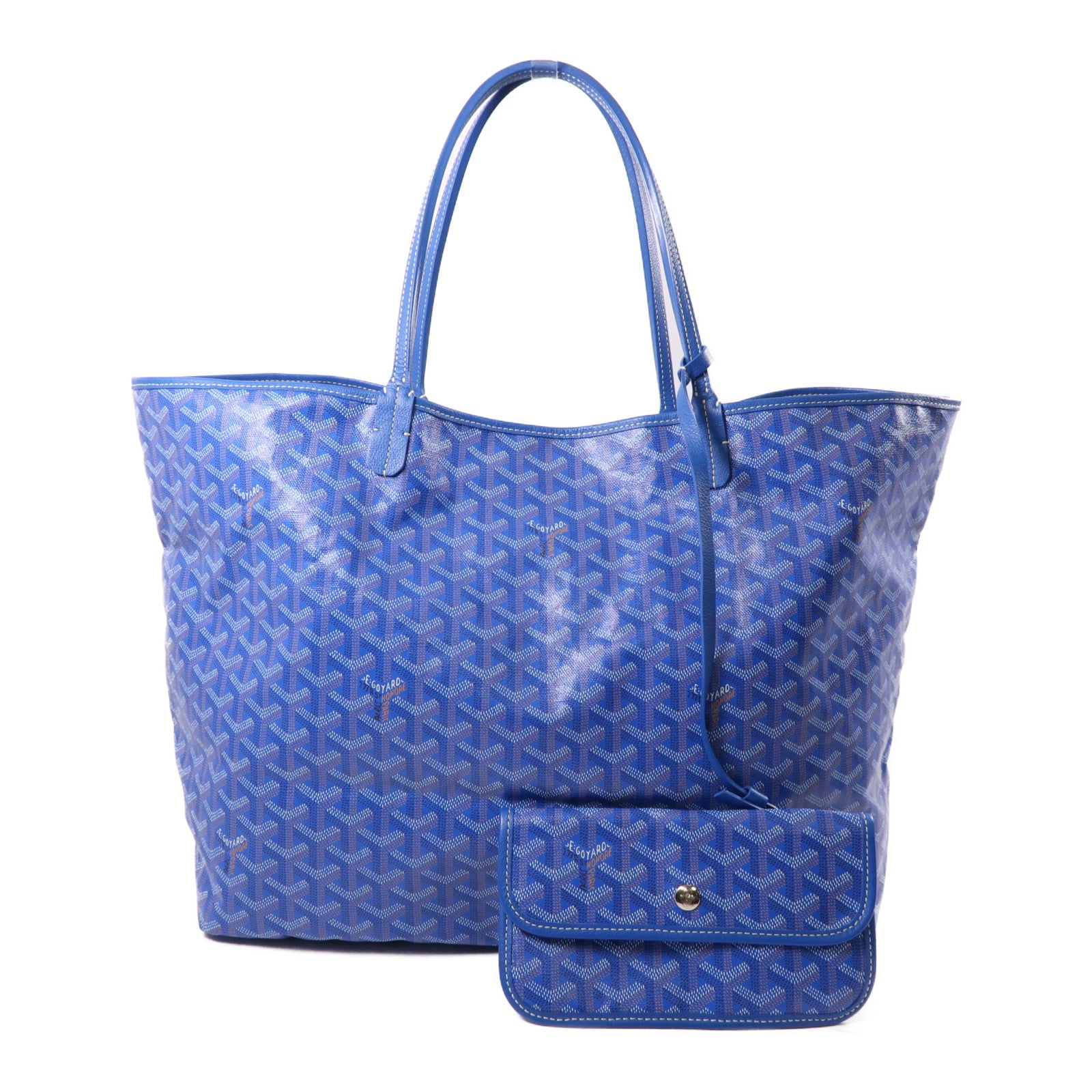 GOYARD PVC Saint Louis GM銀扣手挽袋藍色