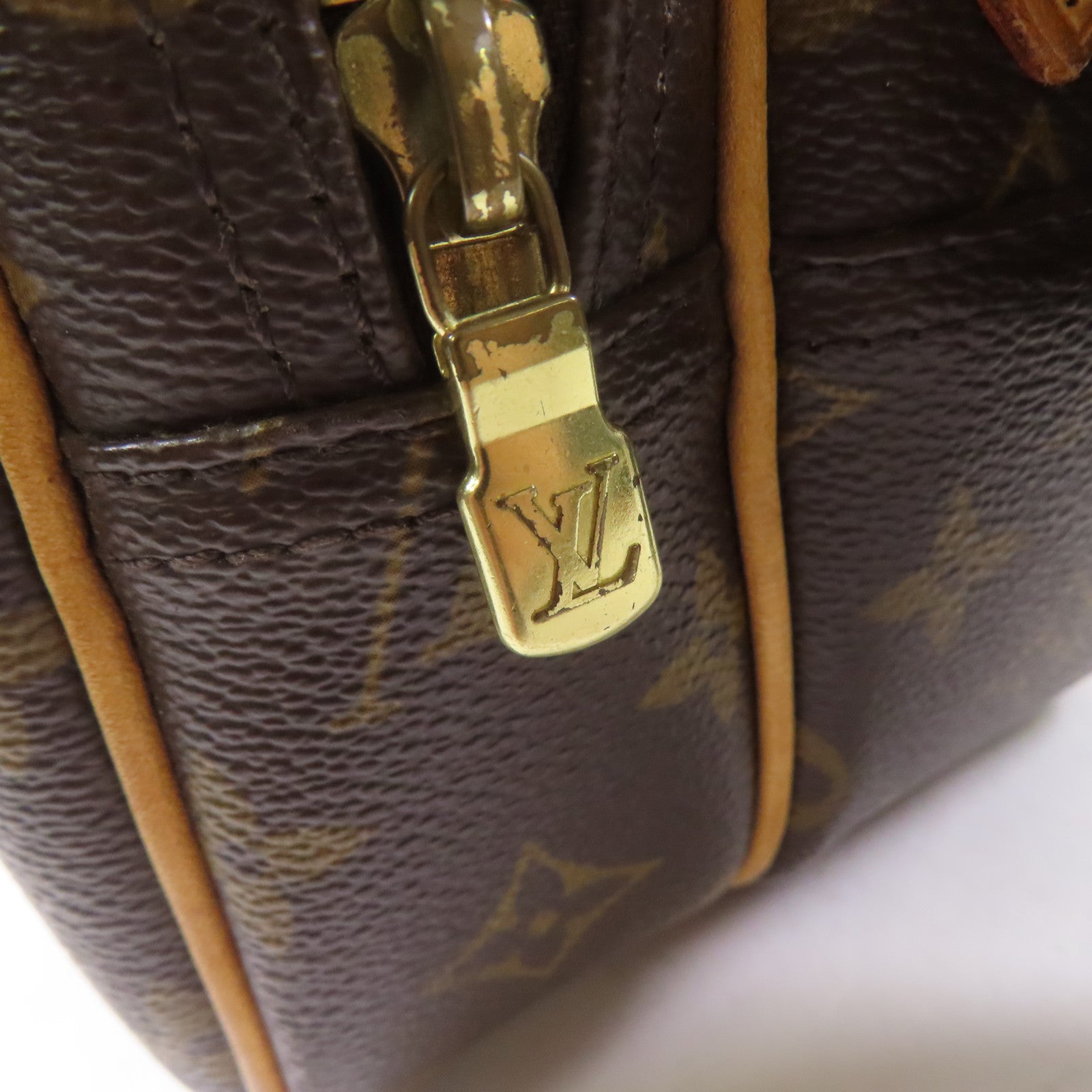 LOUIS VUITTON Monogram Reporter PM金扣肩背袋啡色