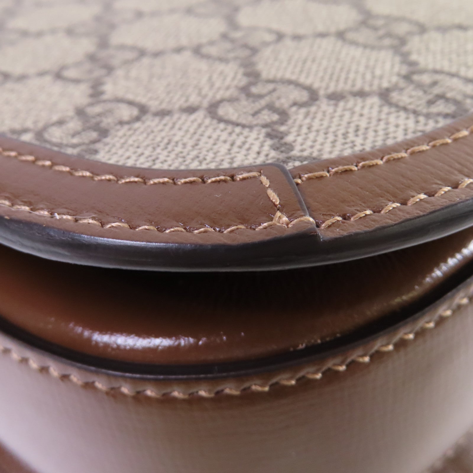 GUCCI 塗層帆布Horsebit 1955 Shoulder Bag金扣肩背袋啡色