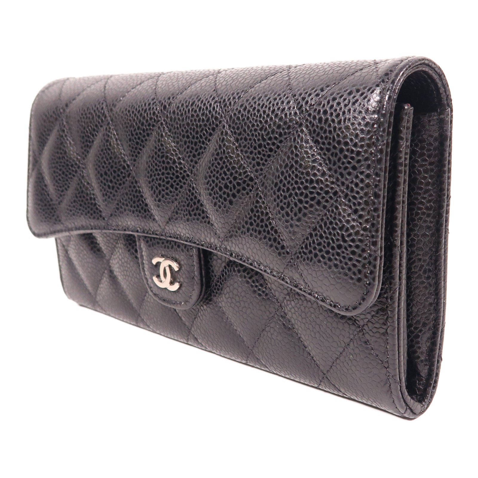 CHANEL 牛皮皮革Long Wallet銀扣長錢包