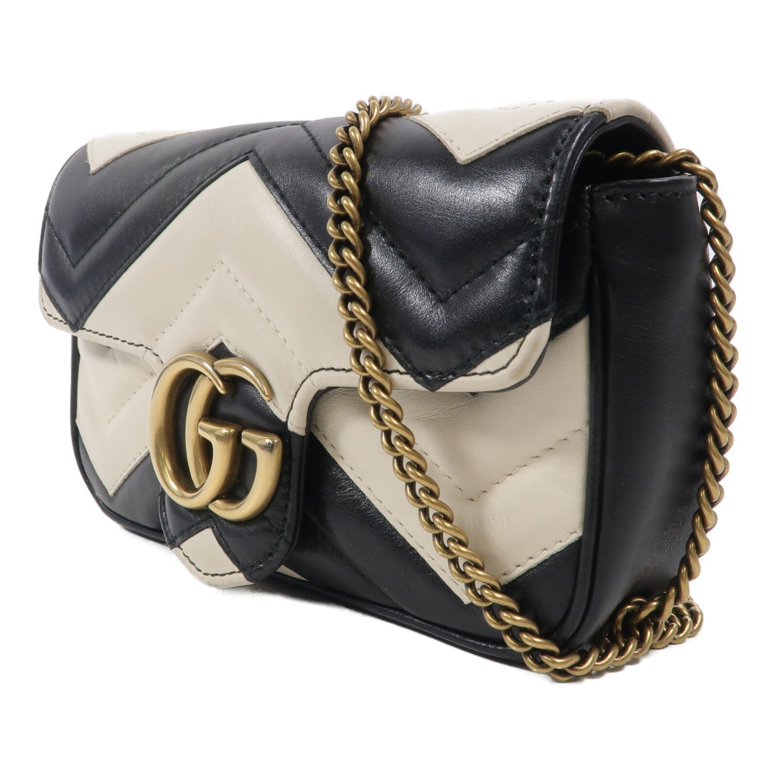 GUCCI 牛皮皮革GG Marmont Super Mini鏈帶肩背袋