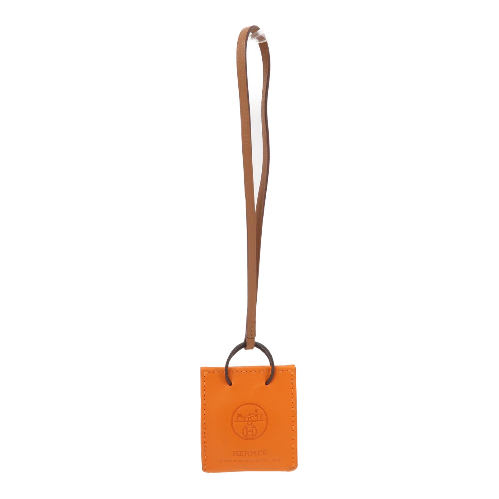 HERMES 牛皮皮革Charm掛飾橙色