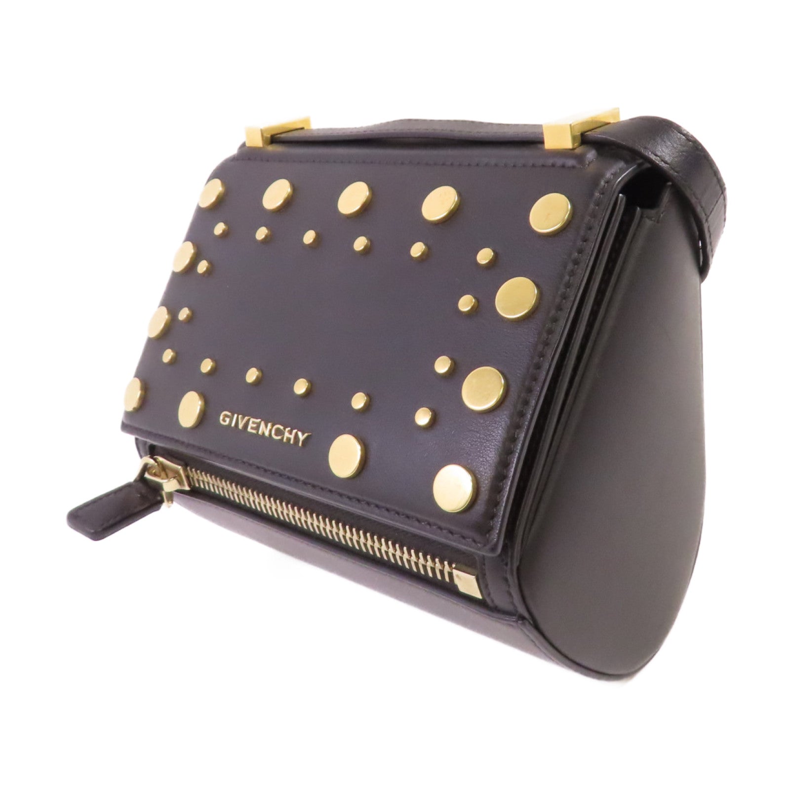 GIVENCHY 牛皮皮革Pandora Box Shoulder Bag金扣肩背袋黑色