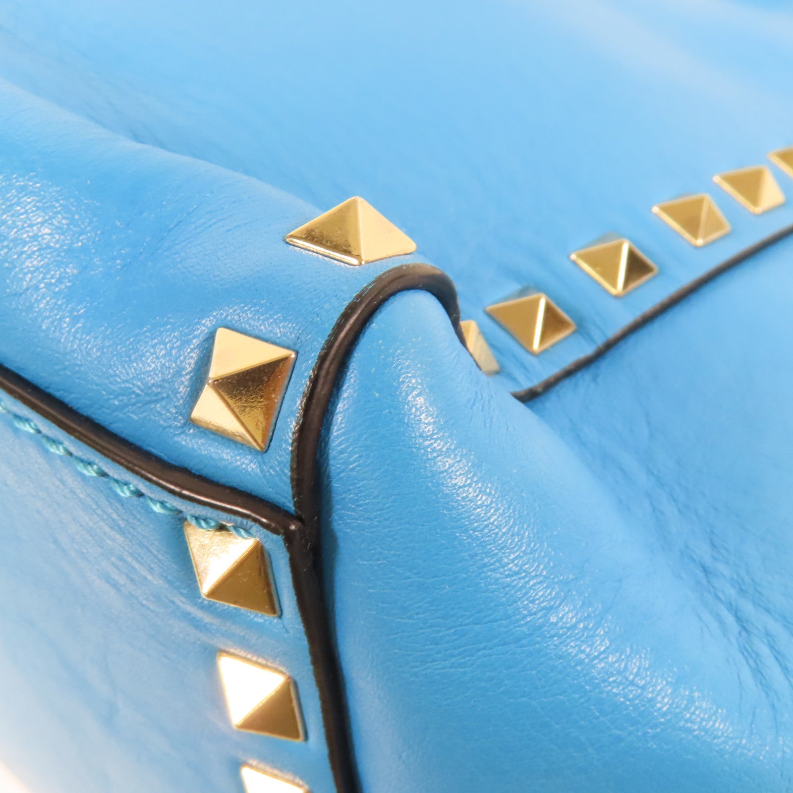 Valentino 【激減優惠】牛皮皮革Shoulder Bag金扣手挽肩背兩用袋藍色