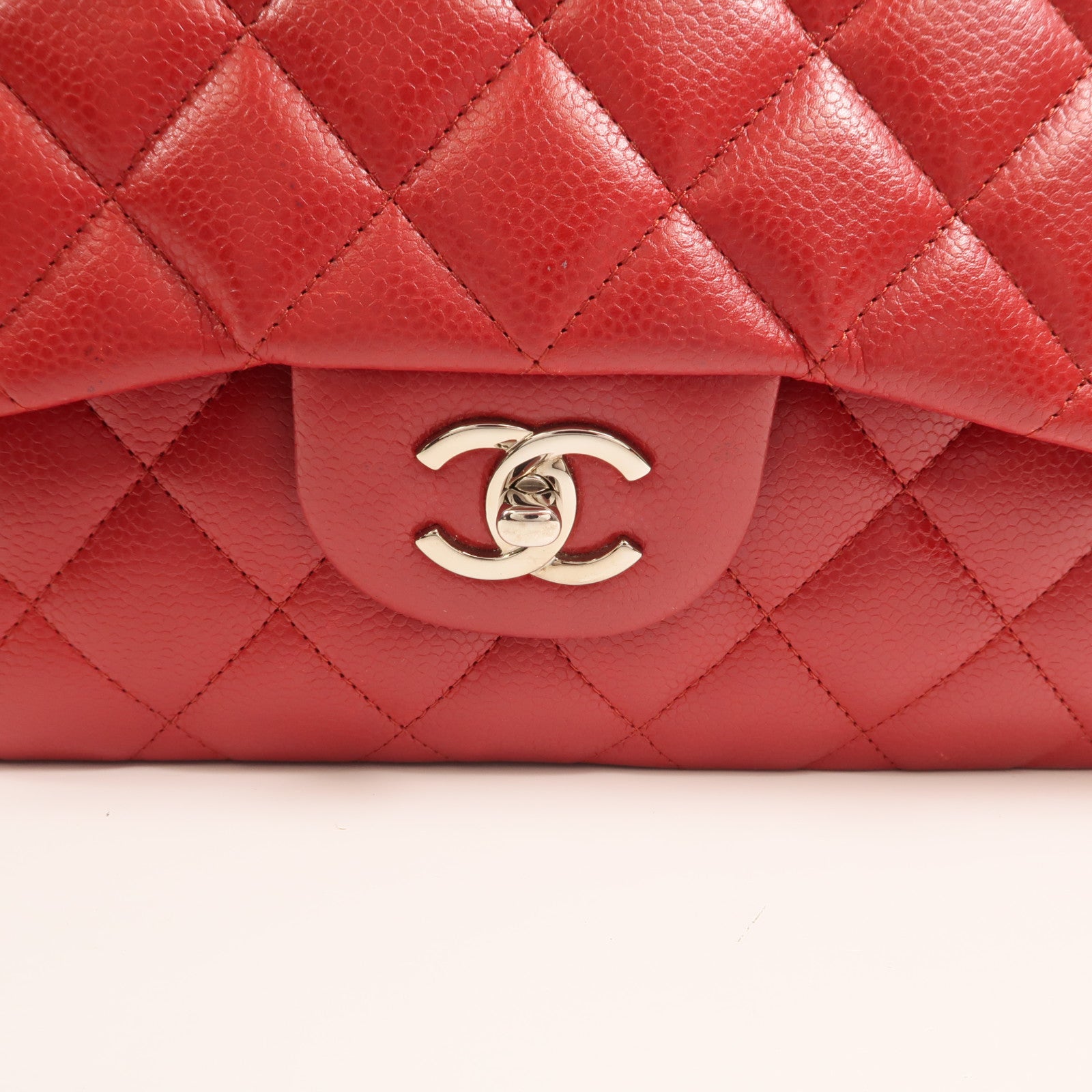 CHANEL 牛皮皮革Large Classic銀扣鏈帶肩背袋