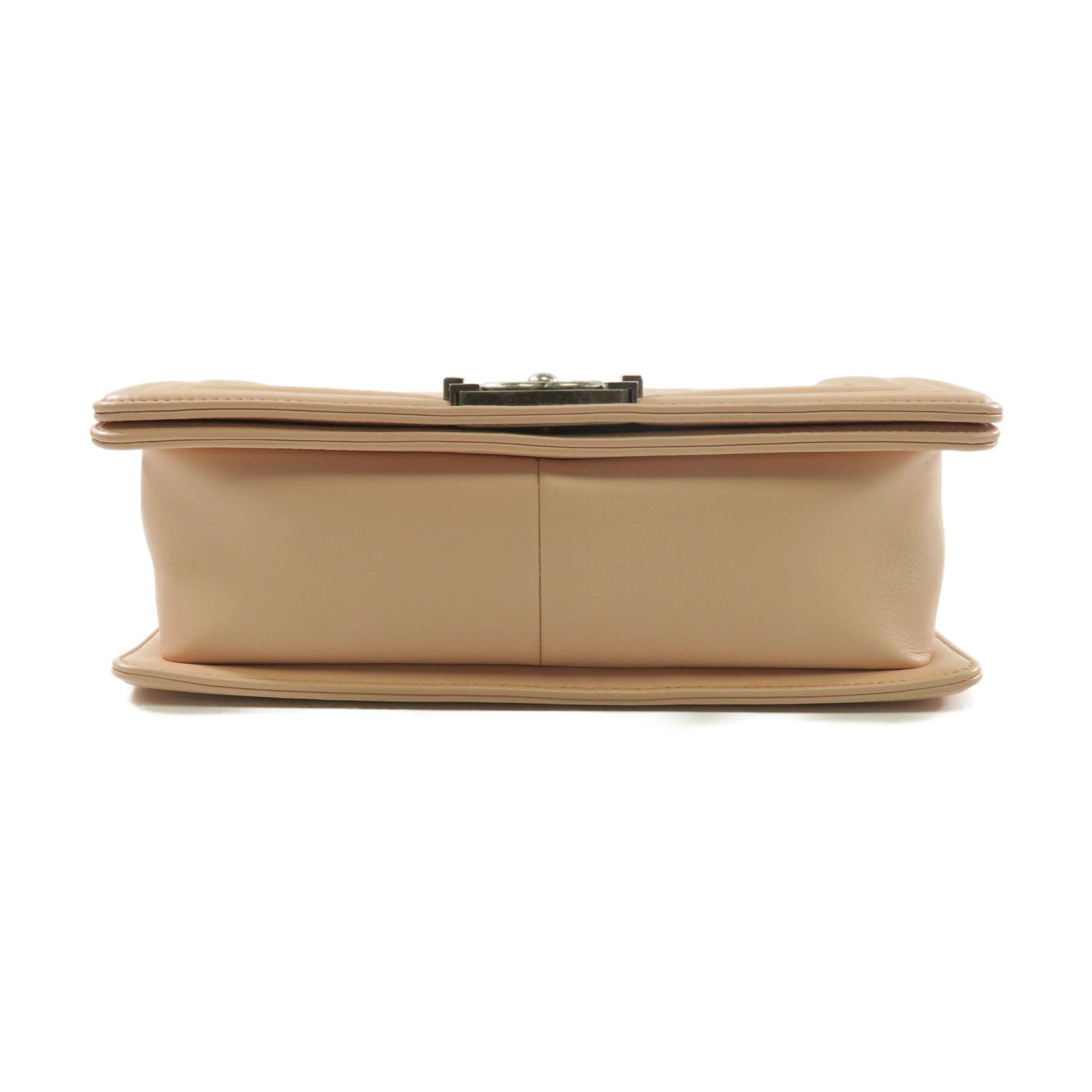 CHANEL 菱格羊皮皮革Boy 25銀扣鏈帶肩背袋粉紅色