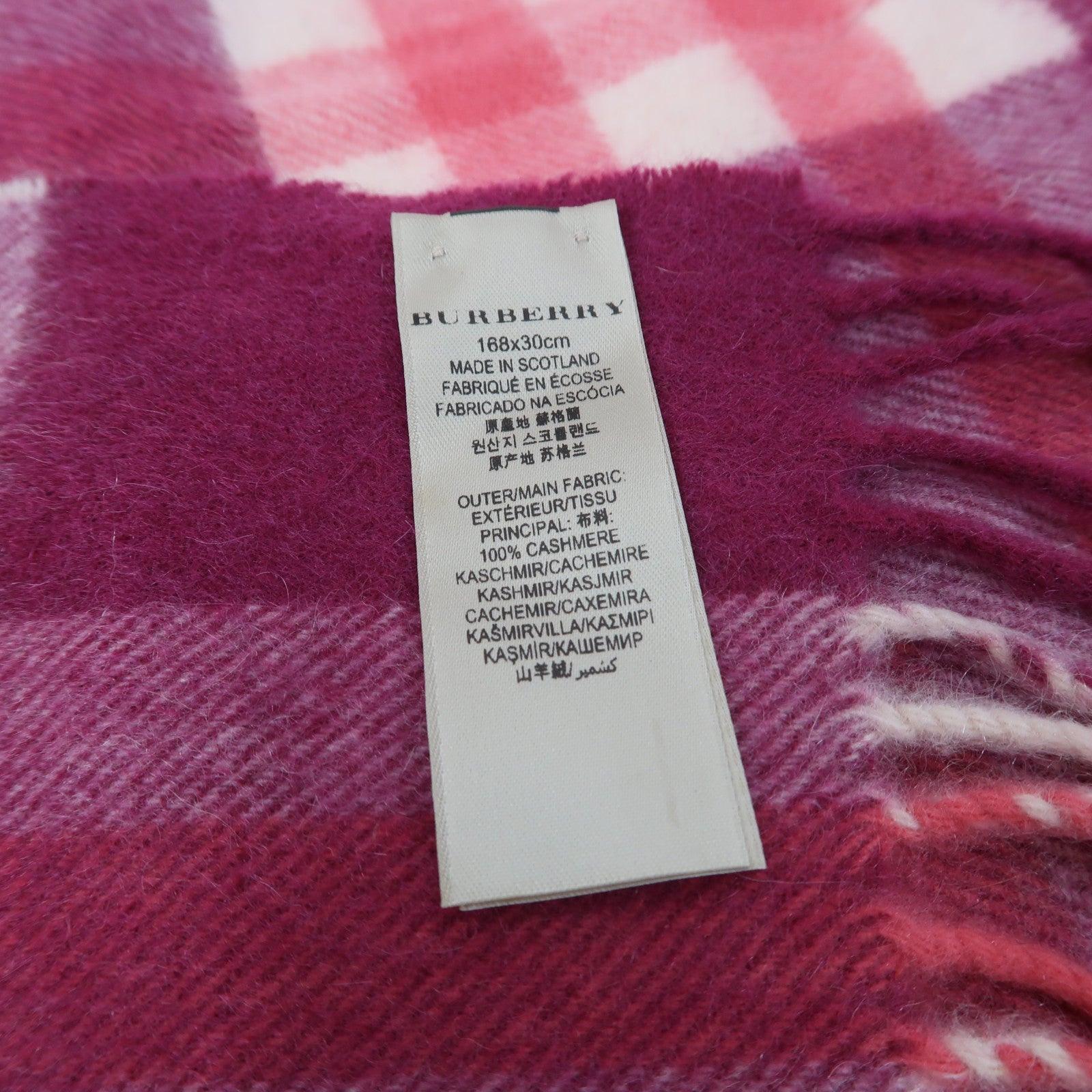 BURBERRY CashmereMuffler圍巾粉紅色