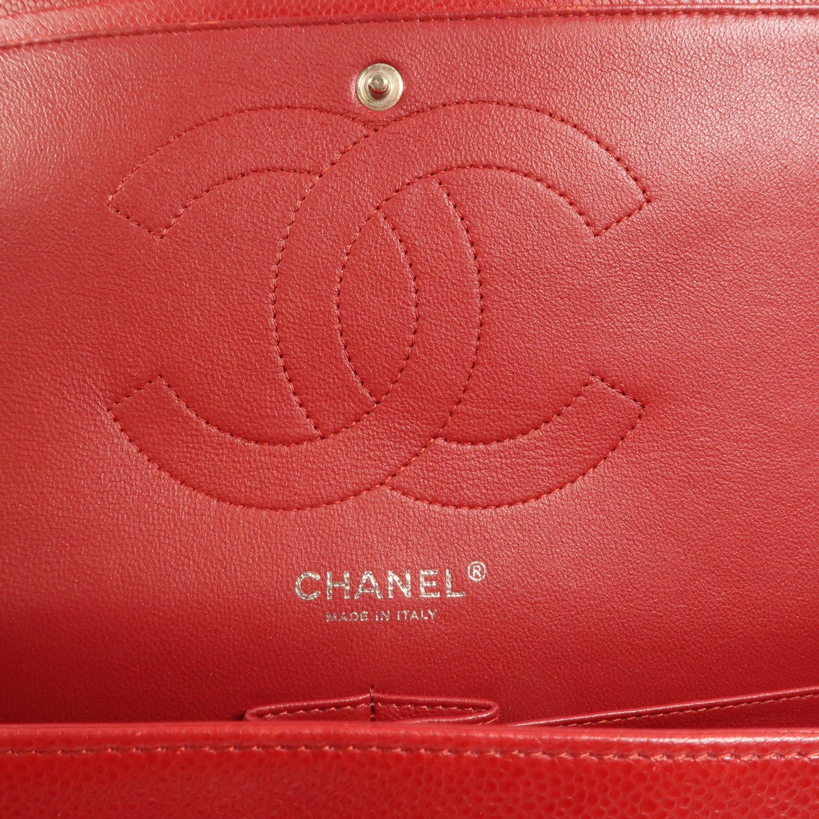 CHANEL 牛皮皮革Large Classic銀扣鏈帶肩背袋