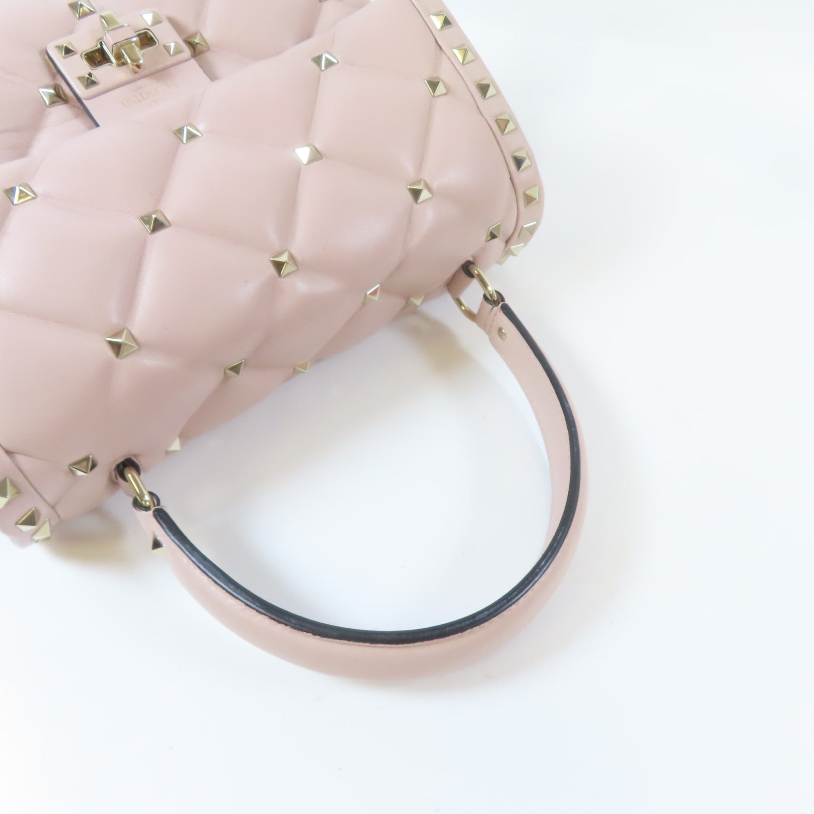 Valentino 【激減優惠】羊皮皮革2way Shoulder Bag金扣手挽肩背兩用袋粉紅色