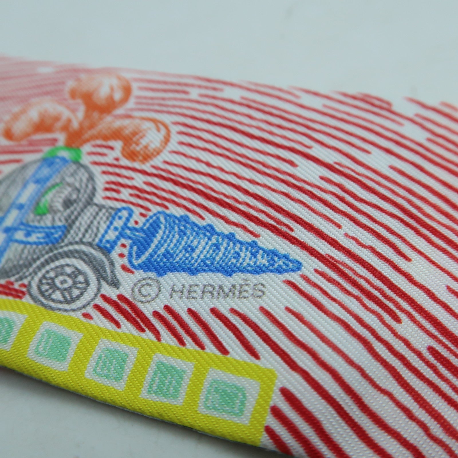 HERMES 【激減優惠】絲質Twilly絲巾紅色/黃色