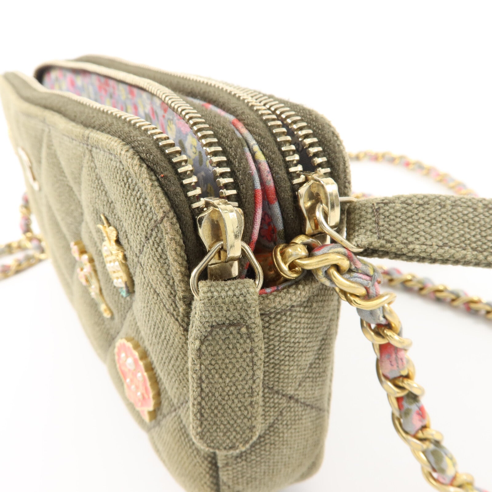 CHANEL 帆布Chain Shoulder鏈帶肩背袋