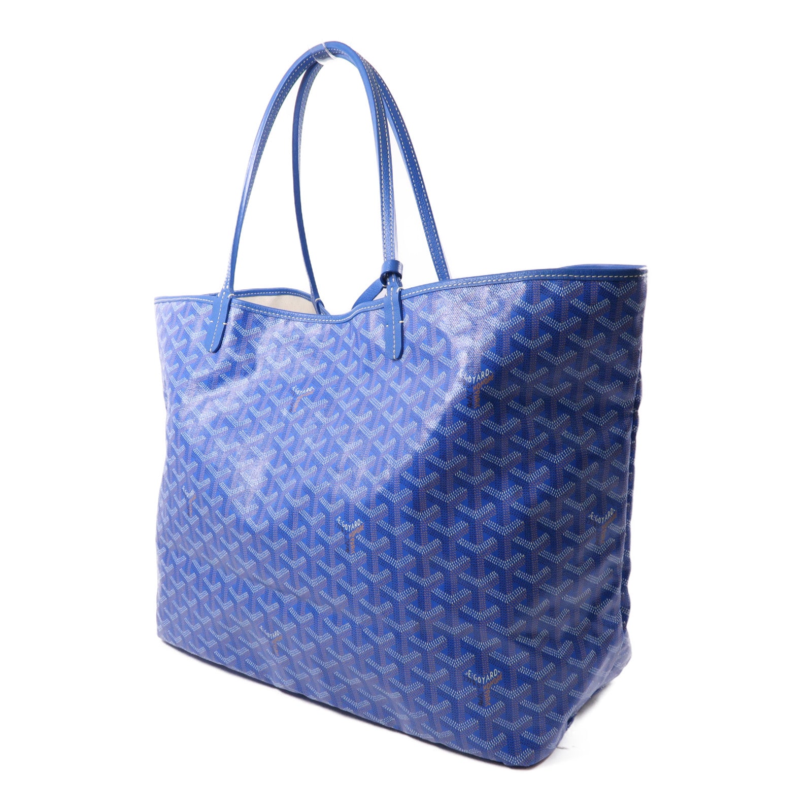 GOYARD PVC Saint Louis GM銀扣手挽袋藍色