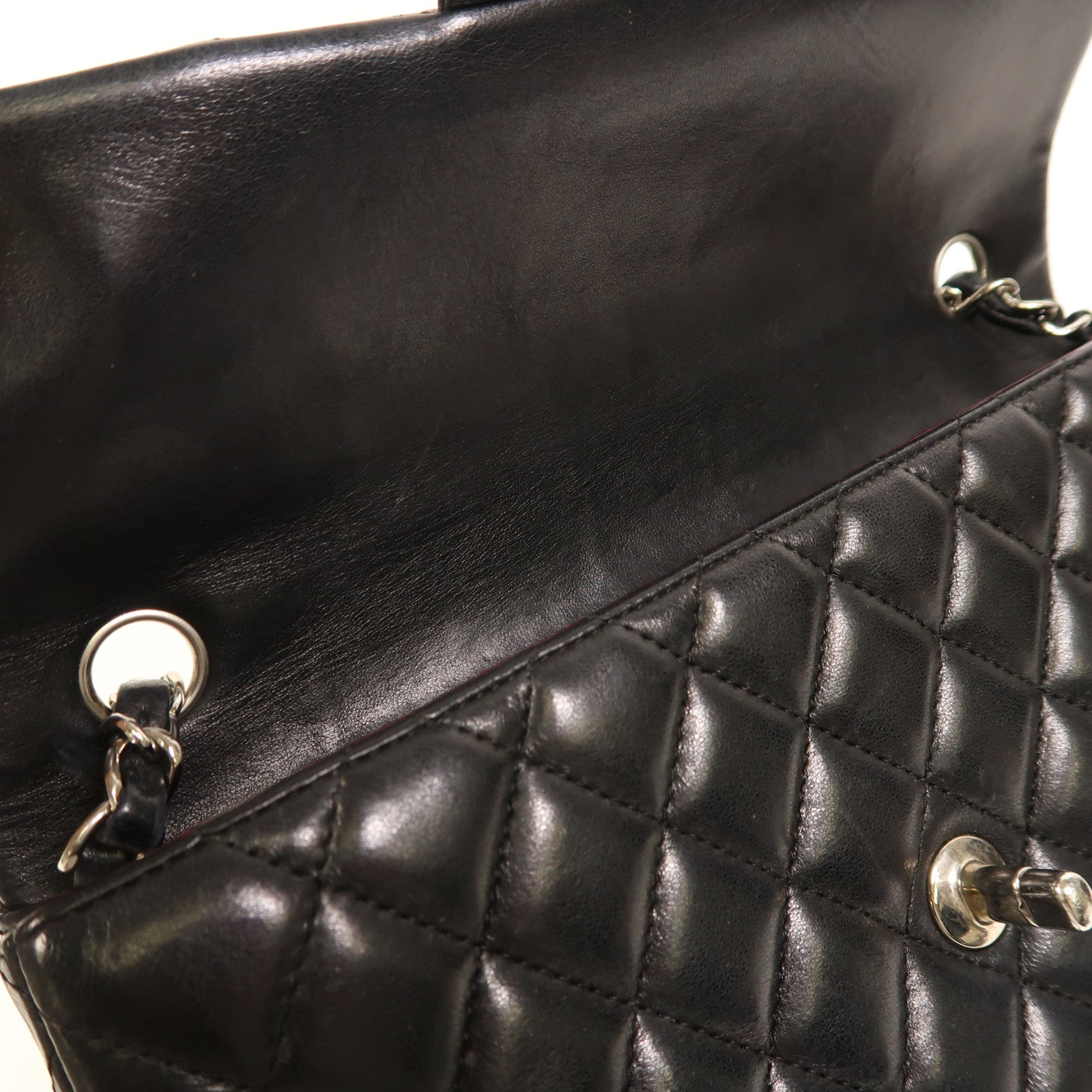 CHANEL 羊皮皮革Chain Shoulder銀扣鏈帶肩背袋