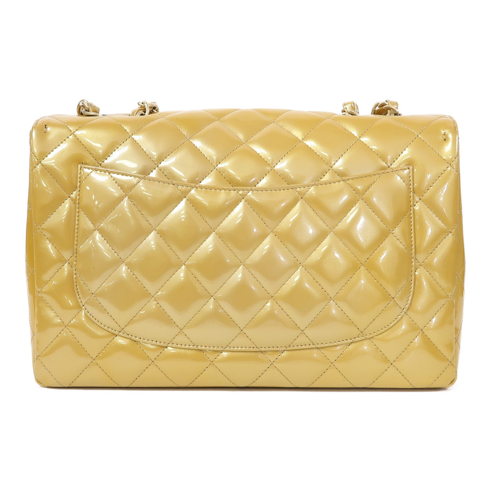 CHANEL 【激減優惠】菱格漆皮皮革Jumbo Classic Bag金扣鏈帶肩背