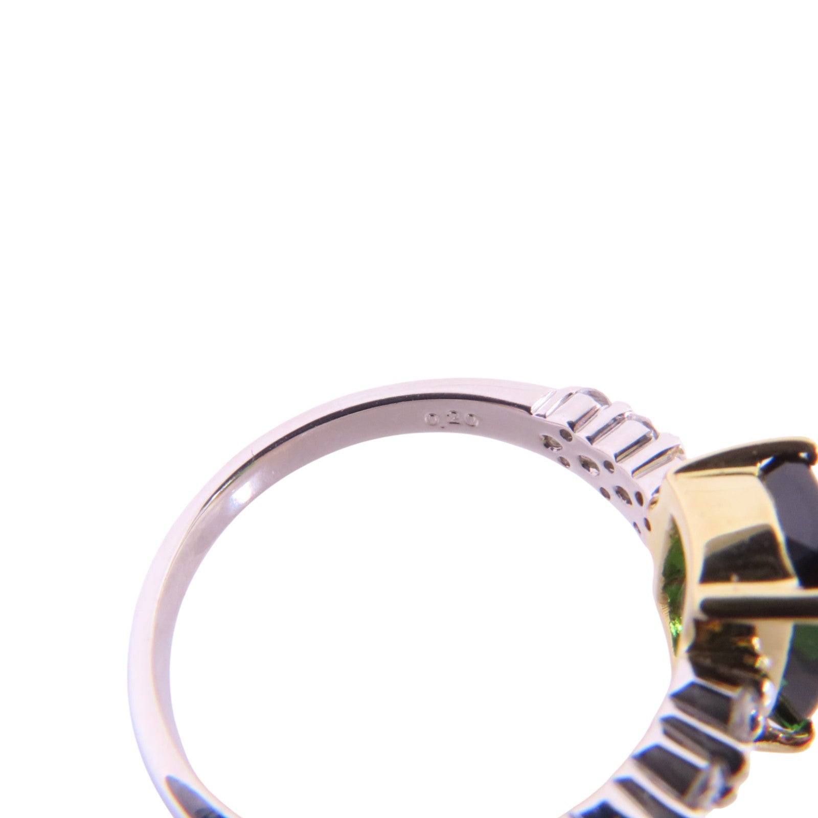 JEWELRY PT900鉑金/18K黃金/碧璽石/鑽石Tourmaline  Diamond Ring戒指US#6