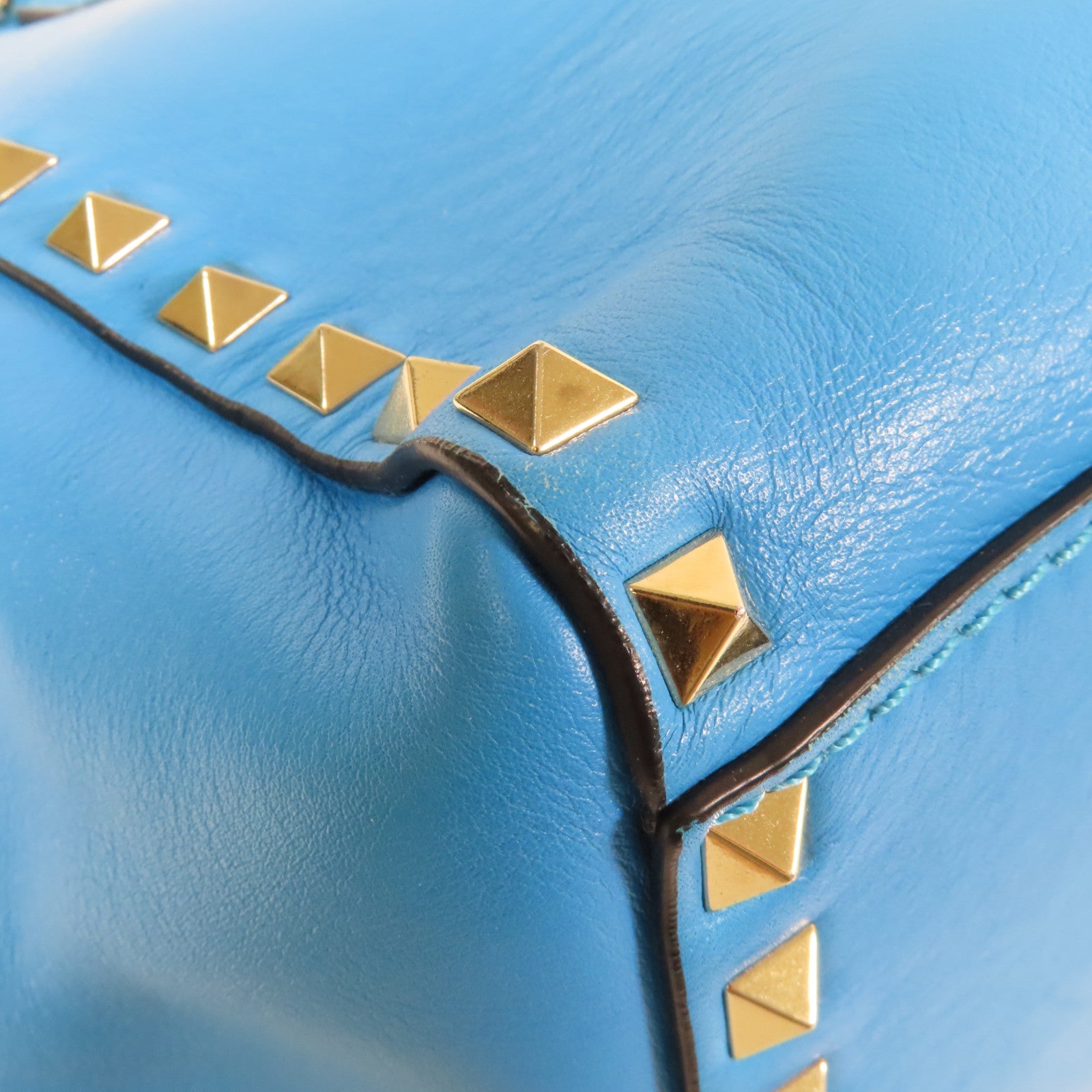 Valentino 【激減優惠】牛皮皮革Shoulder Bag金扣手挽肩背兩用袋藍色