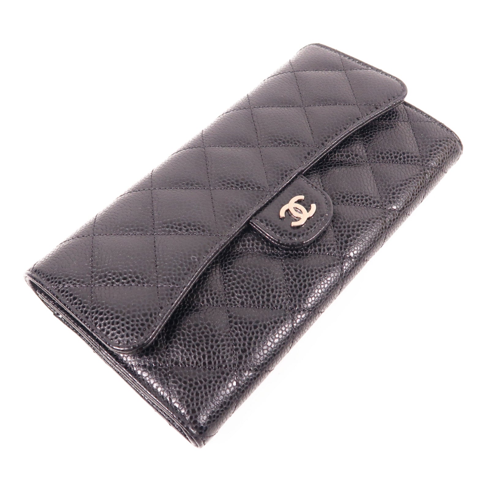 CHANEL 牛皮皮革Long Wallet銀扣長錢包