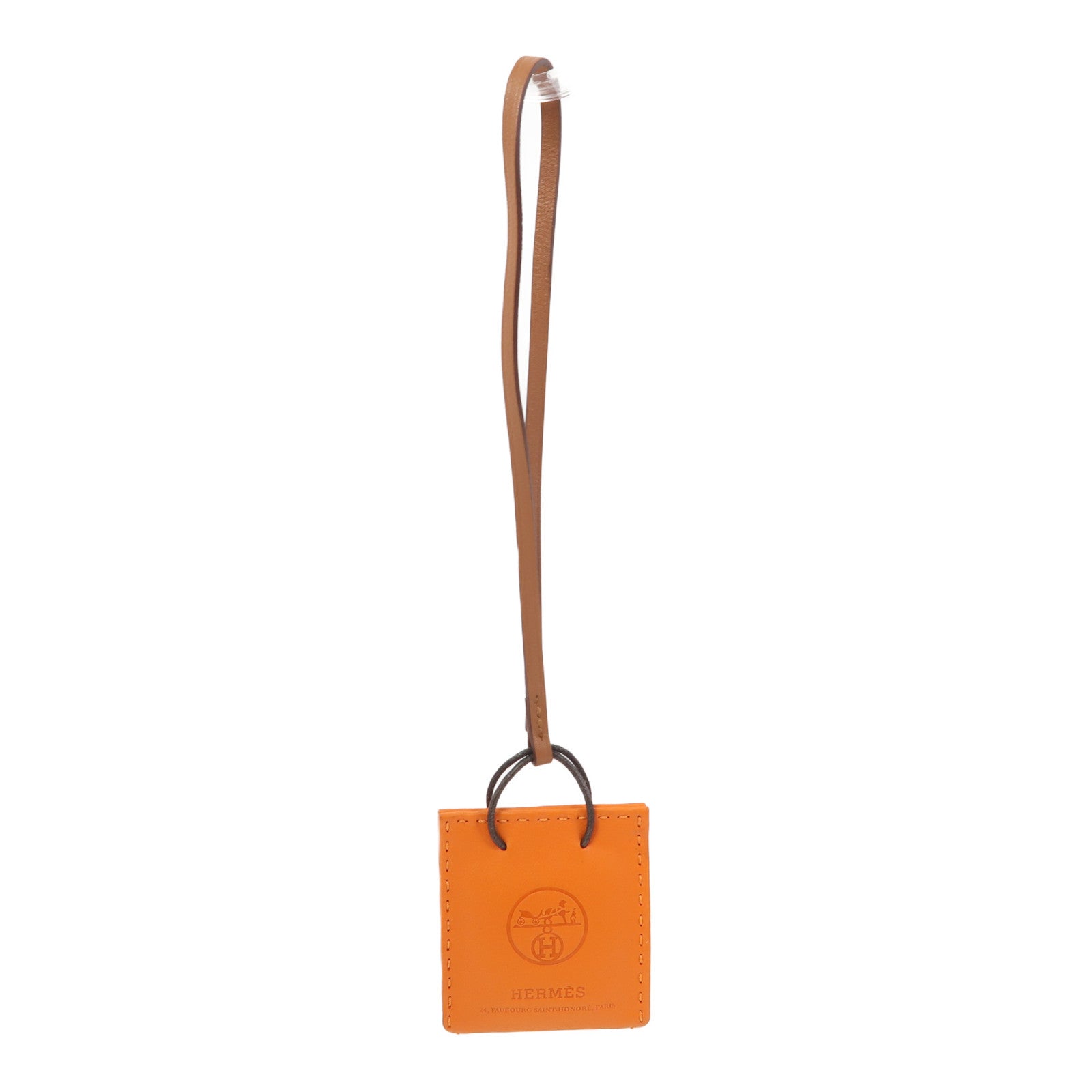 HERMES 牛皮皮革Charm掛飾橙色