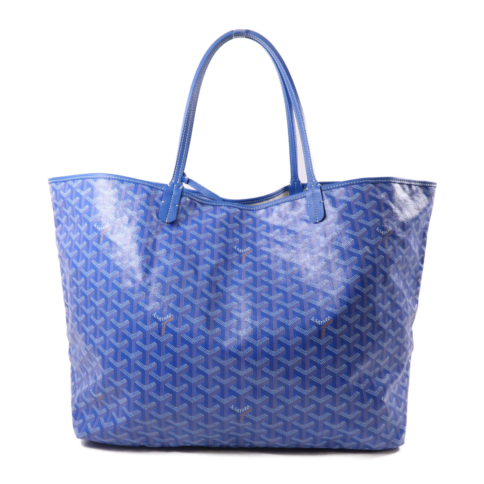 GOYARD PVC Saint Louis GM銀扣手挽袋藍色