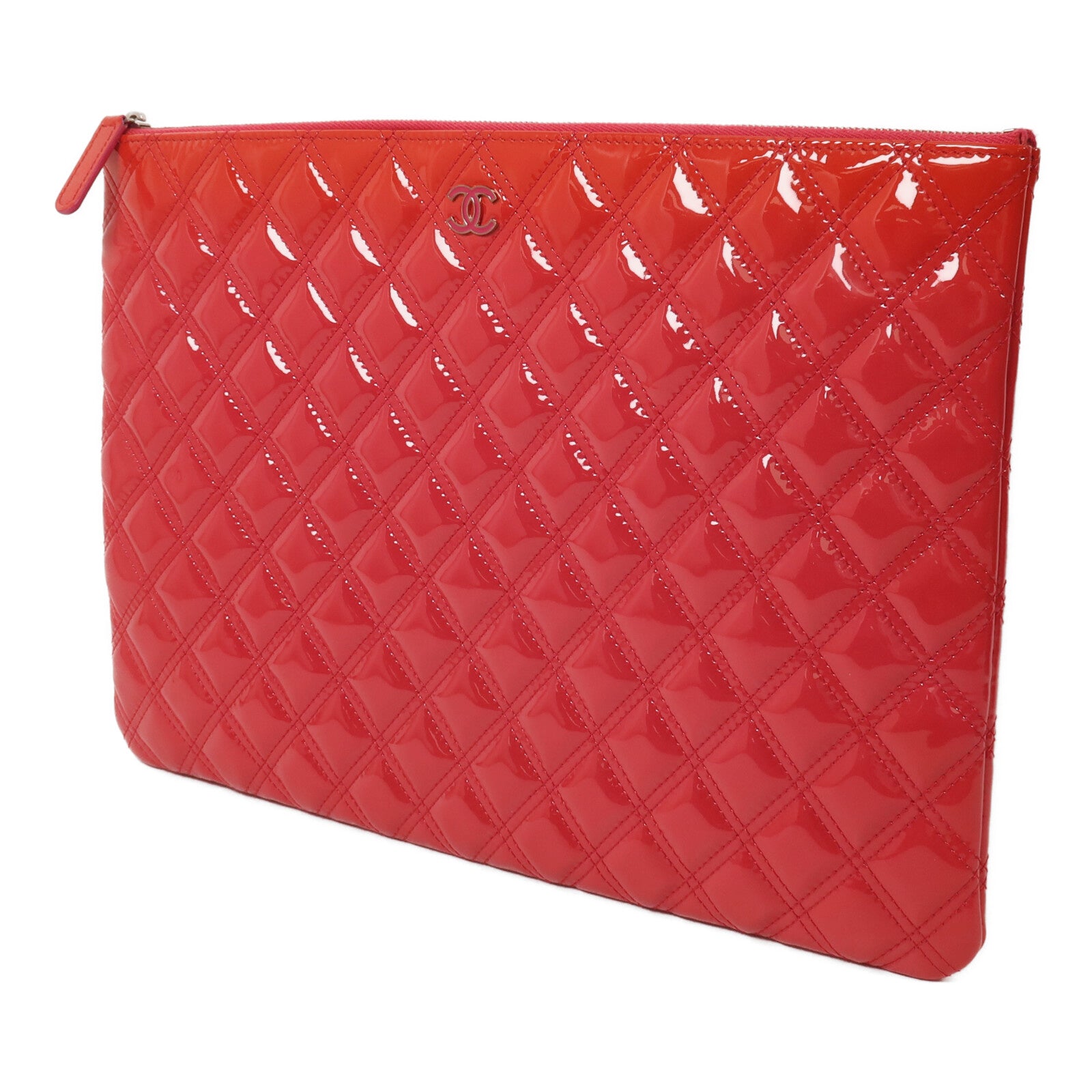 CHANEL 漆皮皮革Matelasse O-Case Clutch手拿包