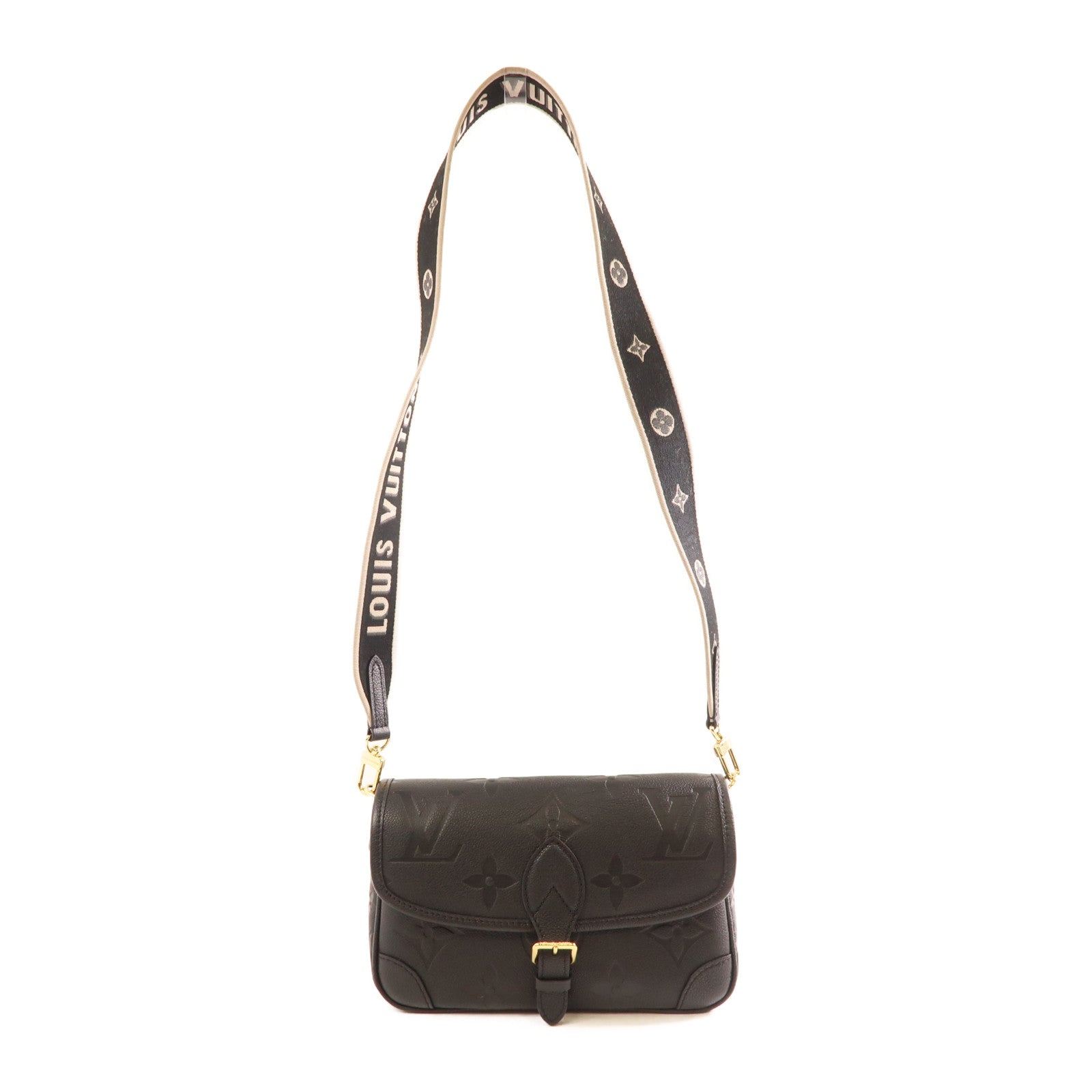 LOUIS VUITTON Monogram Empreinte Diane金扣肩背袋黑色