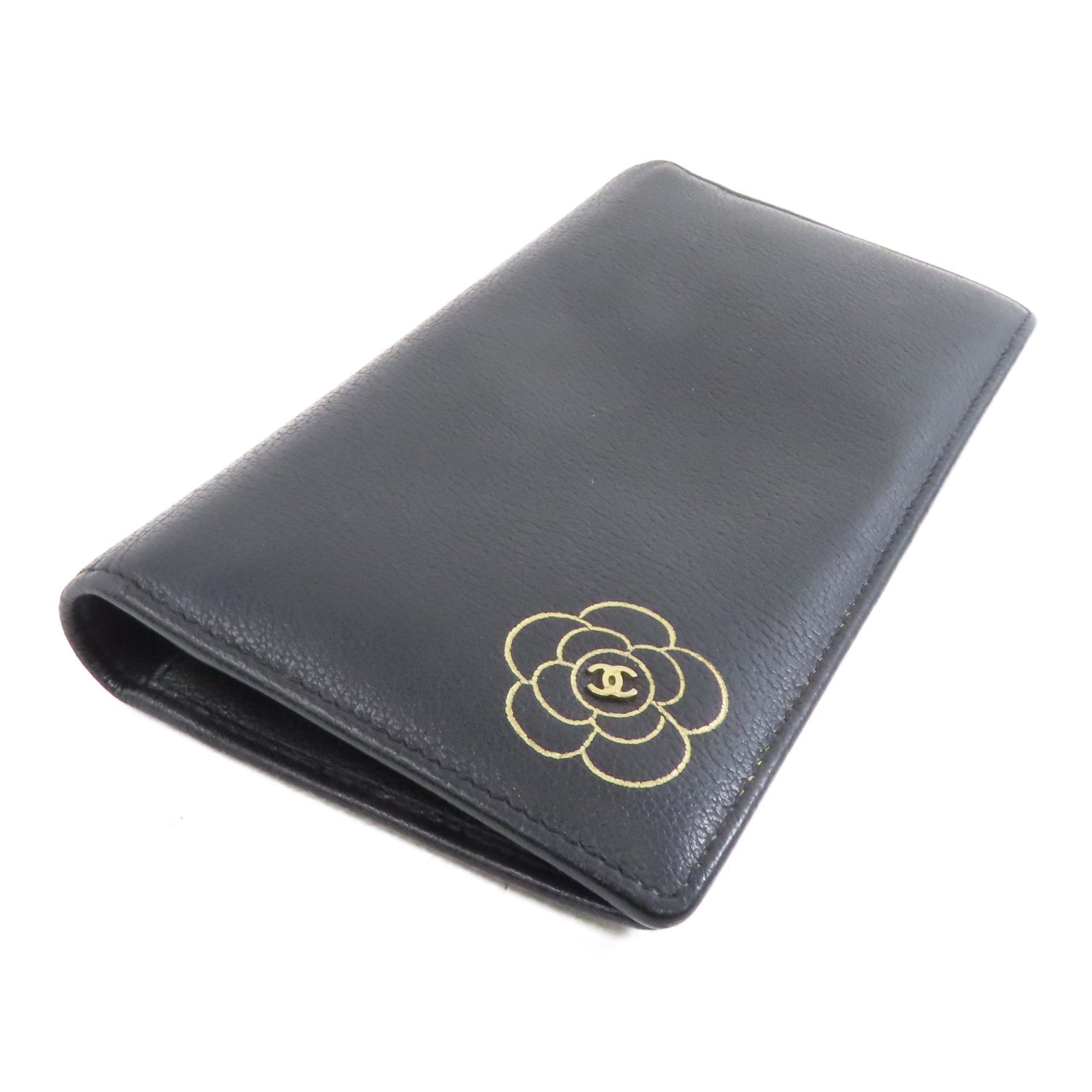 CHANEL 【激減優惠】皮革Long Wallet金扣長錢包黑色