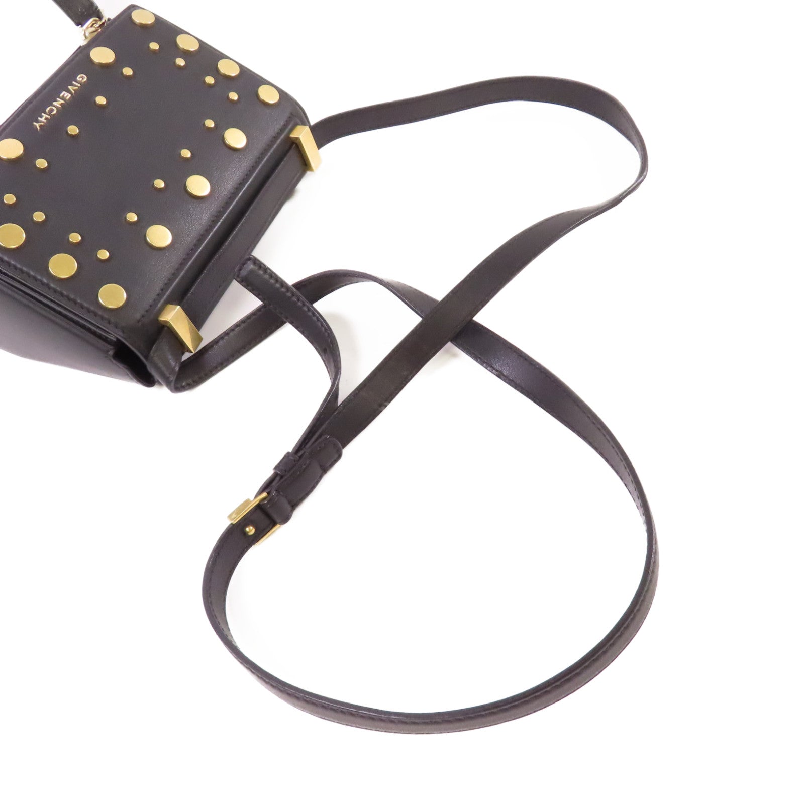 GIVENCHY 牛皮皮革Pandora Box Shoulder Bag金扣肩背袋黑色