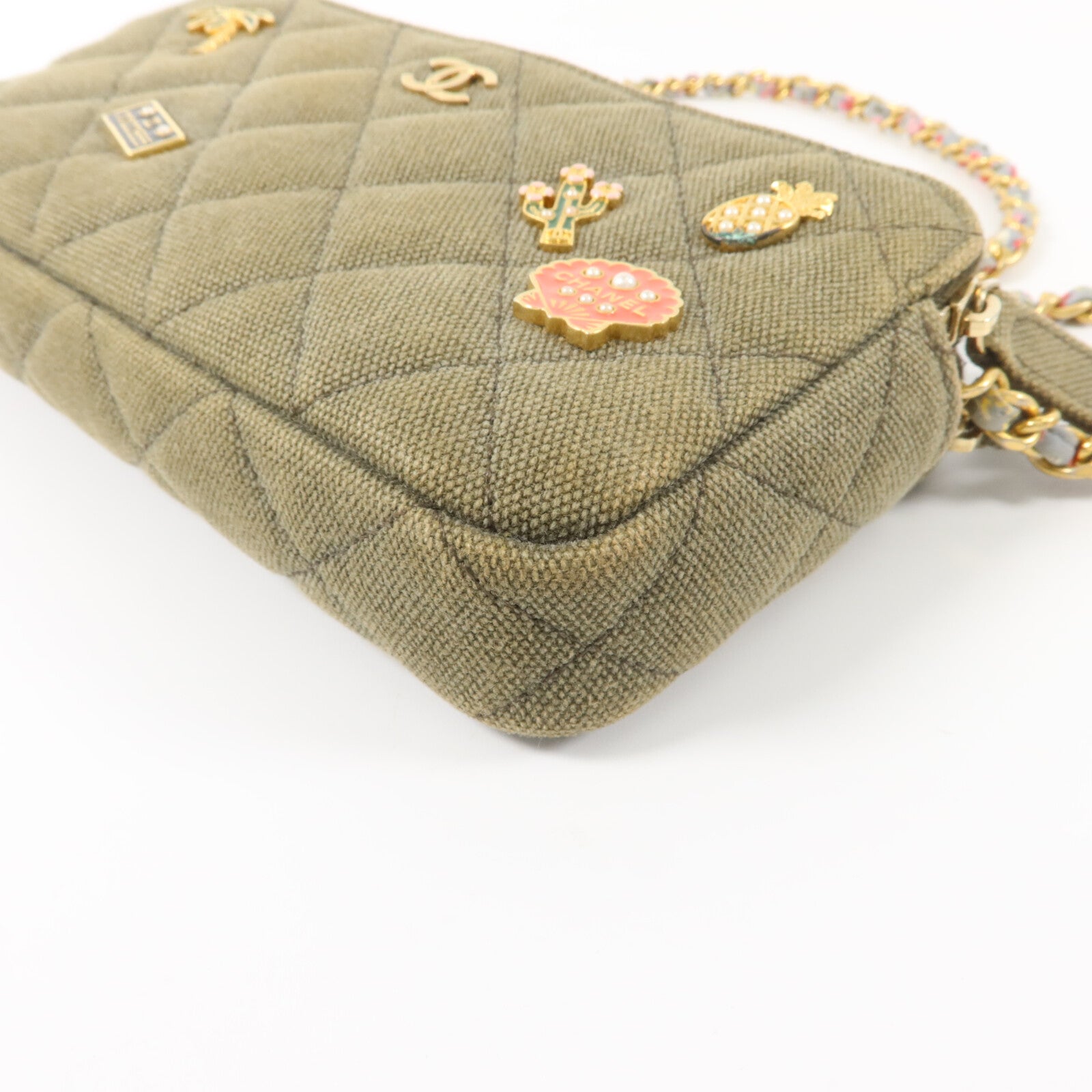 CHANEL 帆布Chain Shoulder鏈帶肩背袋