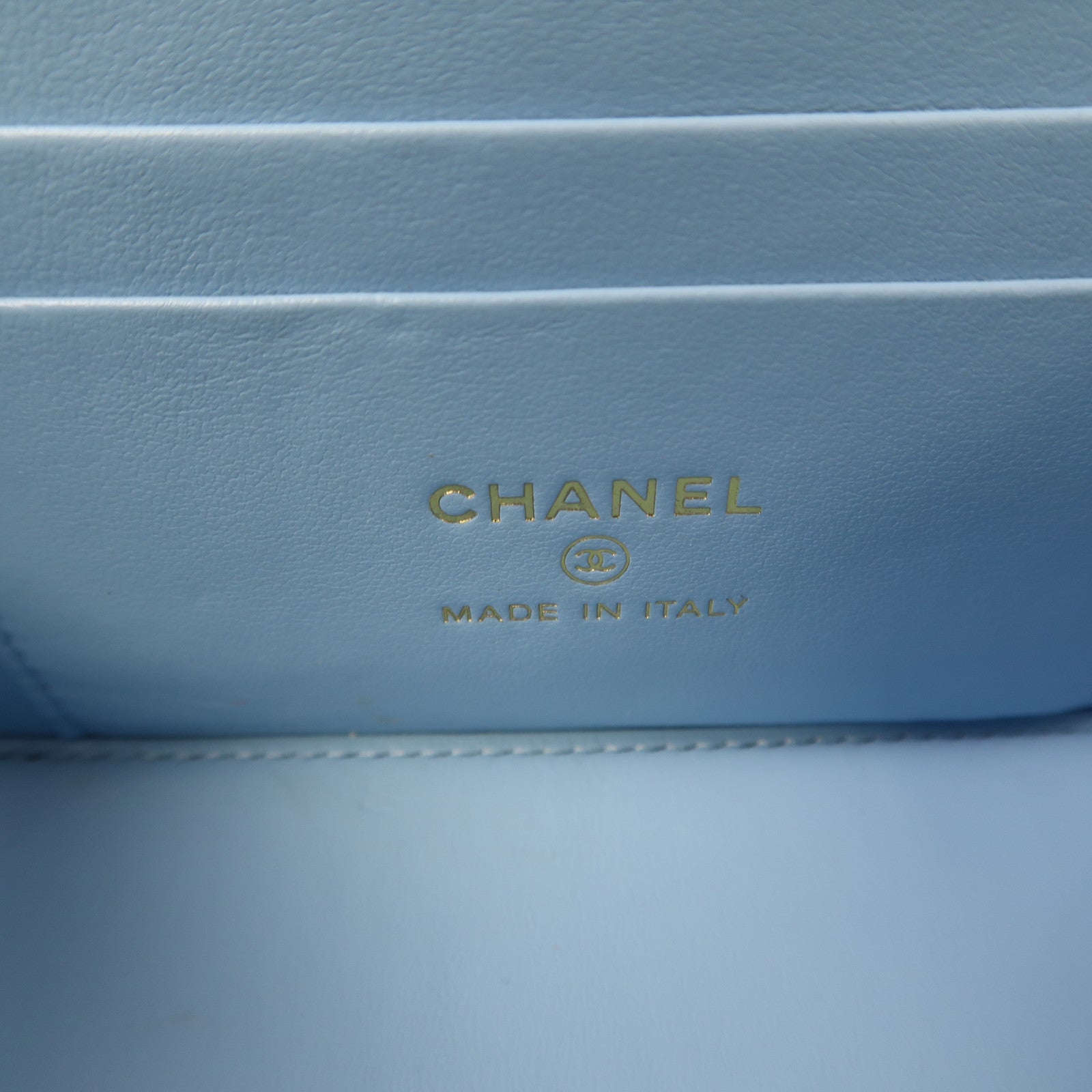 CHANEL 【激減優惠】菱格牛皮皮革Vanity Case金扣鏈帶肩背袋藍色
