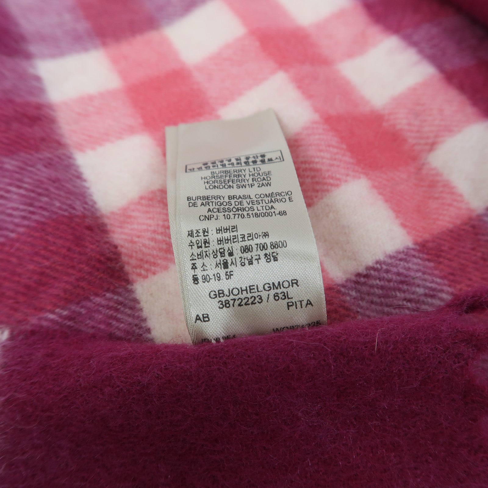BURBERRY CashmereMuffler圍巾粉紅色