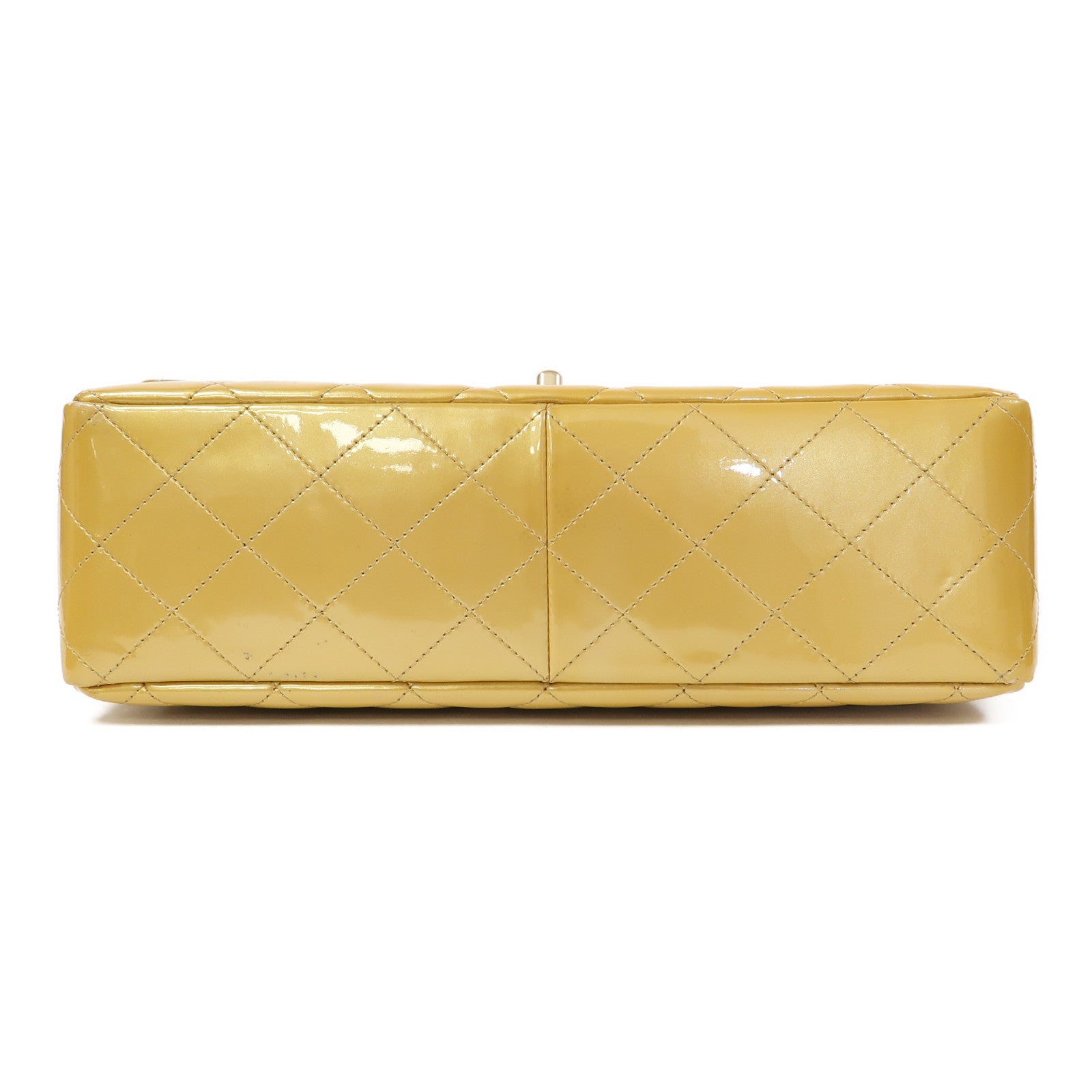 CHANEL 【激減優惠】菱格漆皮皮革Jumbo Classic Bag金扣鏈帶肩背袋黃色
